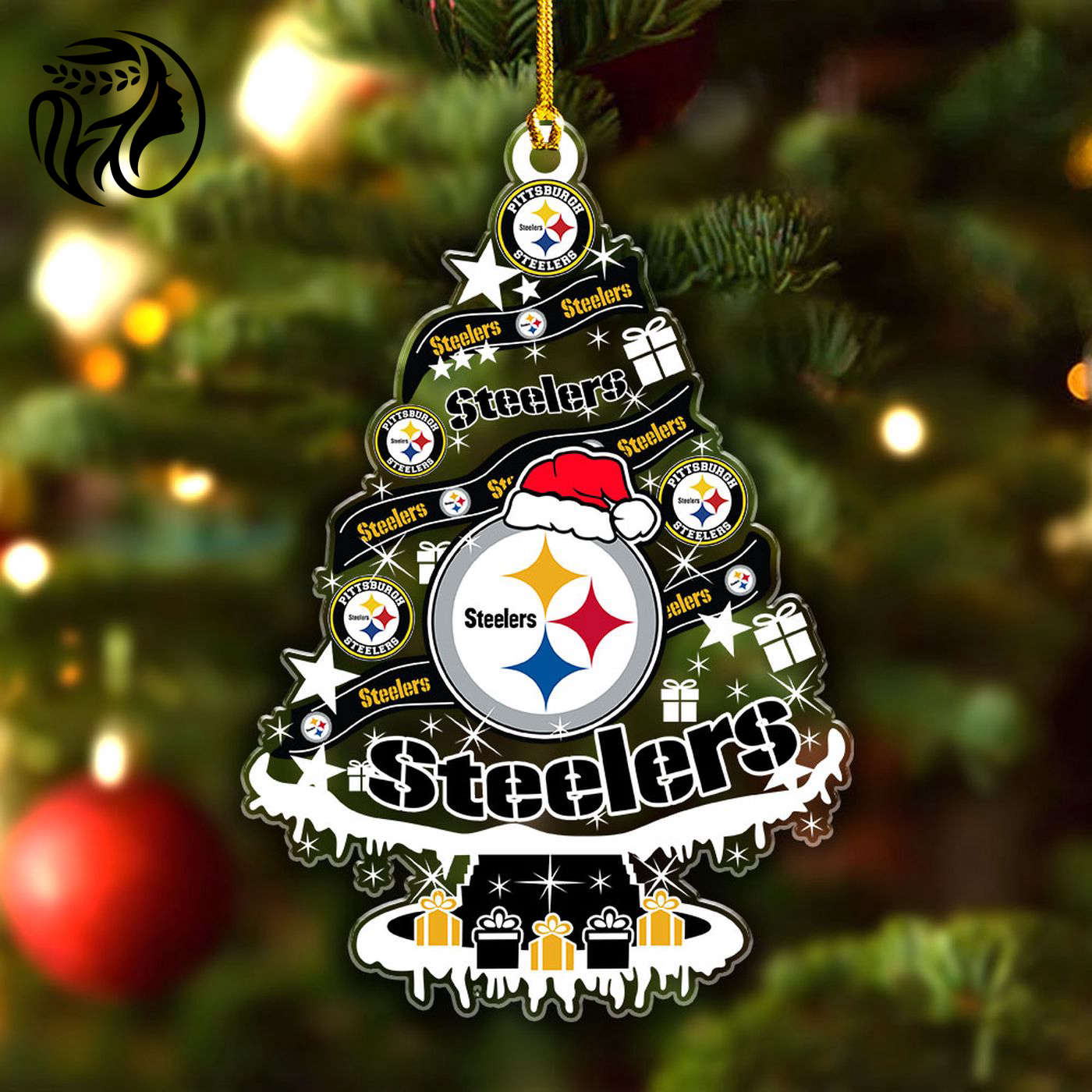 Pittsburgh Steelers Custom Shape Clear 1-sided Acrylic Ornament