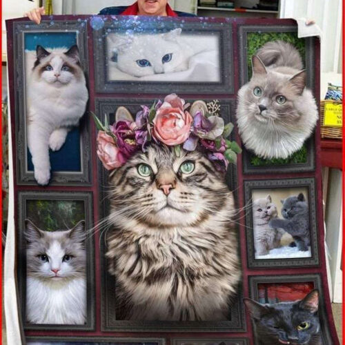 Customized Rosie Flowers Cat 3D Quilt – Personalized Pet Bedding for Cat Lovers