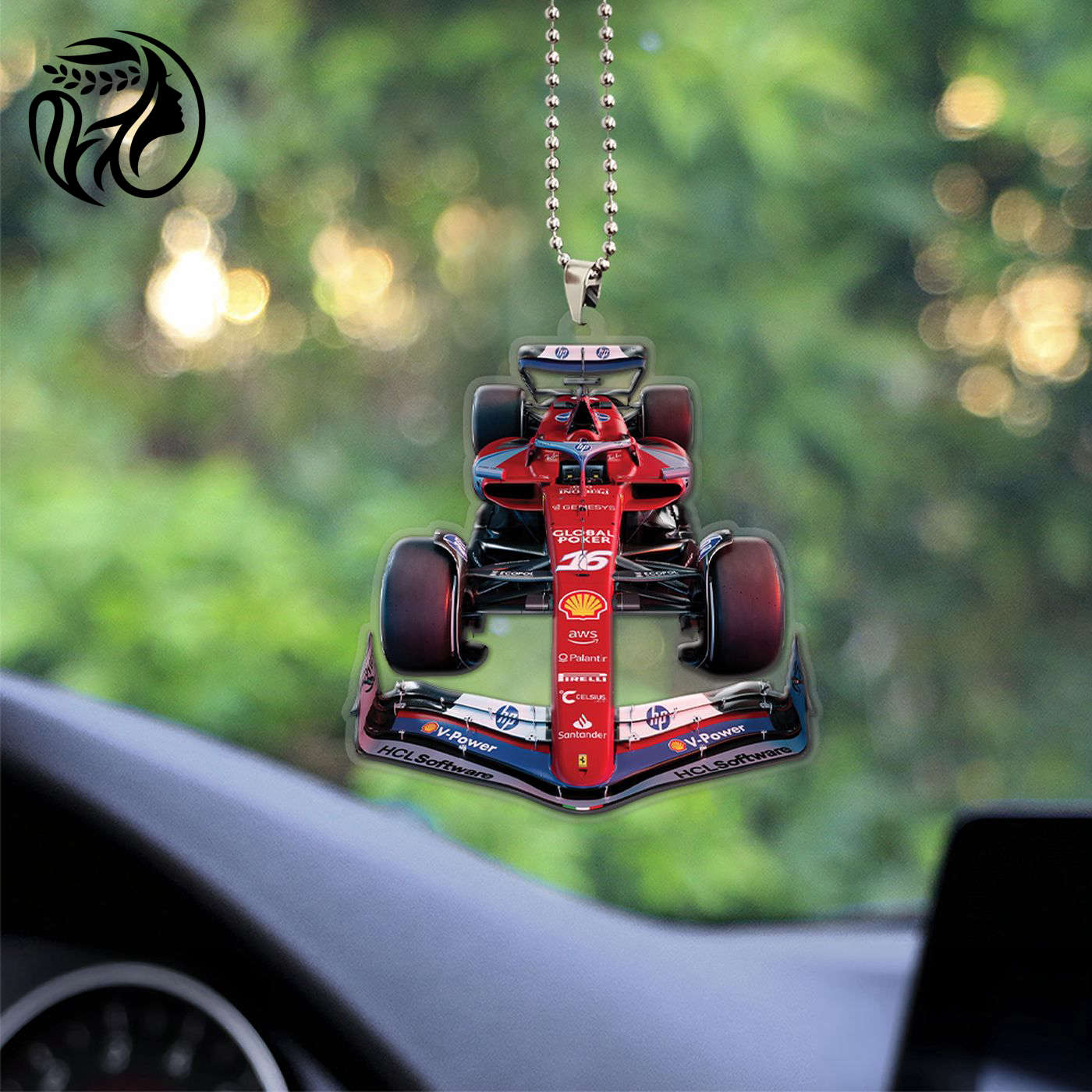 Scuderia Ferrari Custom shape Clear-sided Acrylic Car Ornament