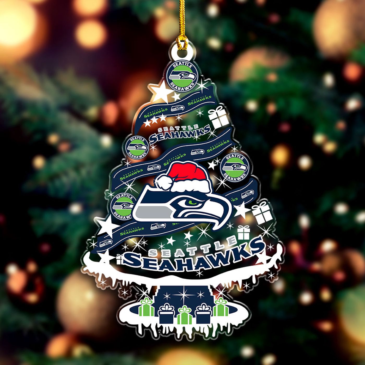 Seattle Seahawks Custom Shape Clear 1-sided Acrylic Ornament