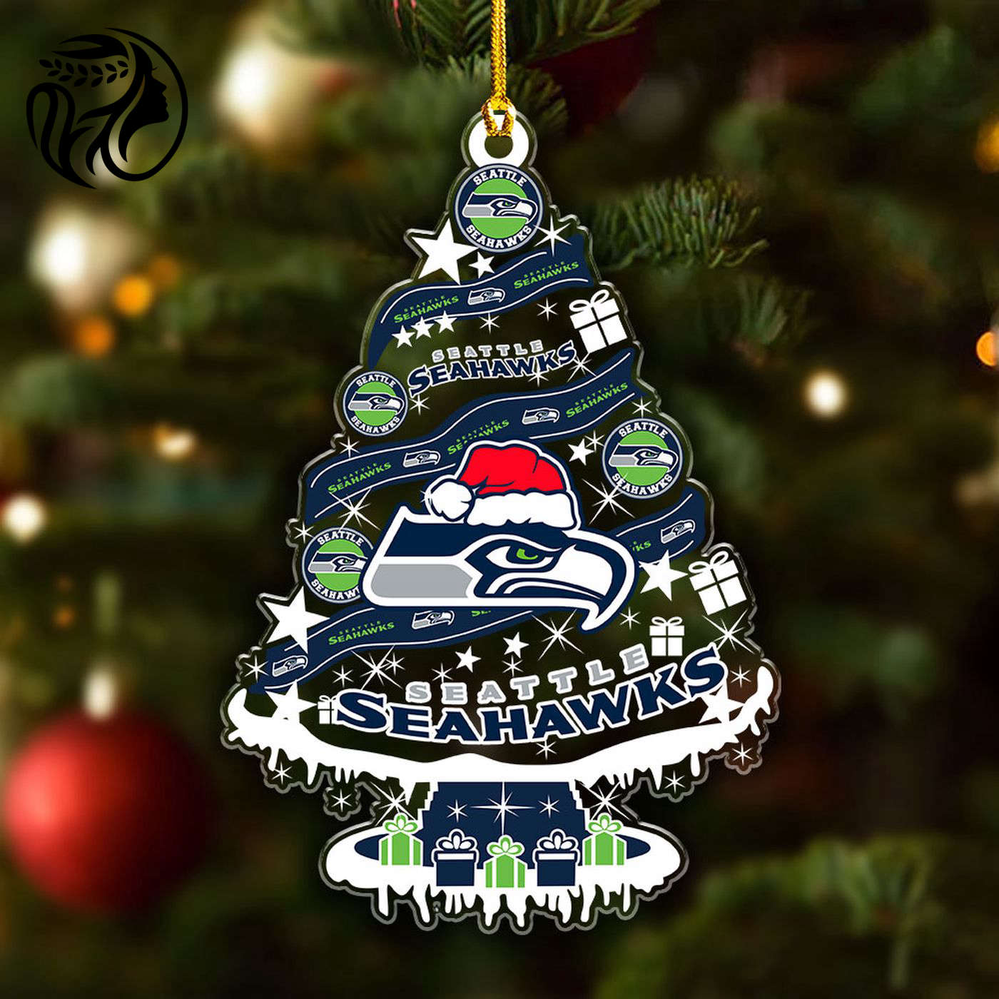 Seattle Seahawks Custom Shape Clear 1-sided Acrylic Ornament