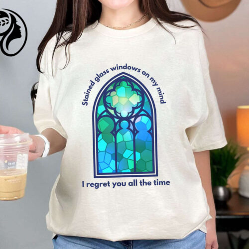 Taylor Swift Stained Glass Inspired T-Shirt Midnight Album Lyrics Merch – Perfect Gift for Swifties & Swift Lovers