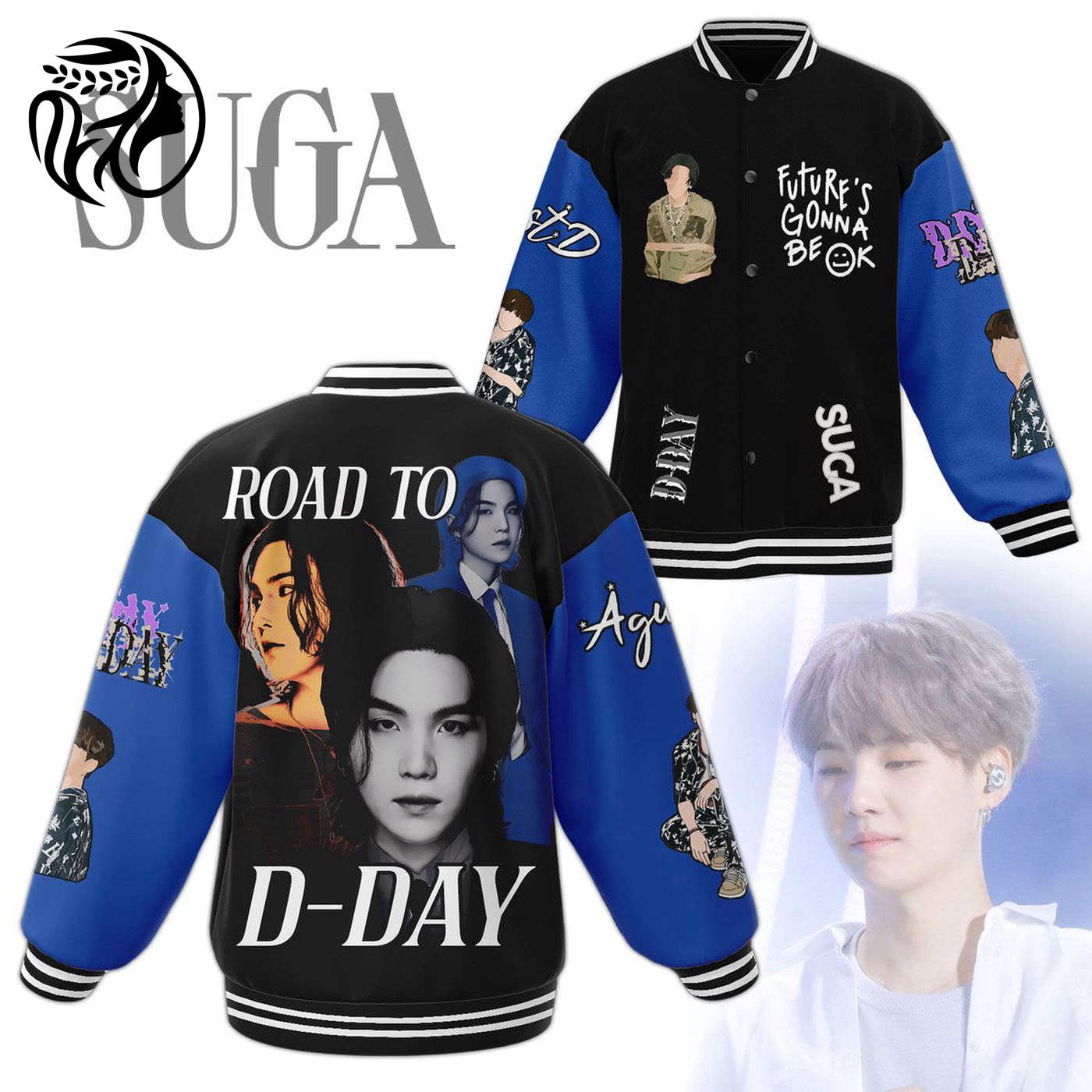 Suga BTS New Premium Baseball Jacket Gift For Fan