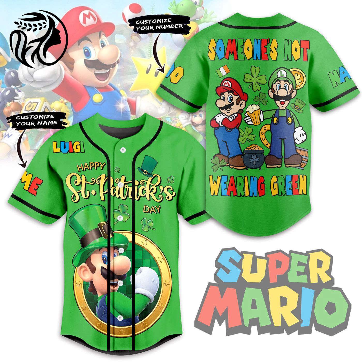 Super Mario Baseball Jersey For Men Women And Kids Gift