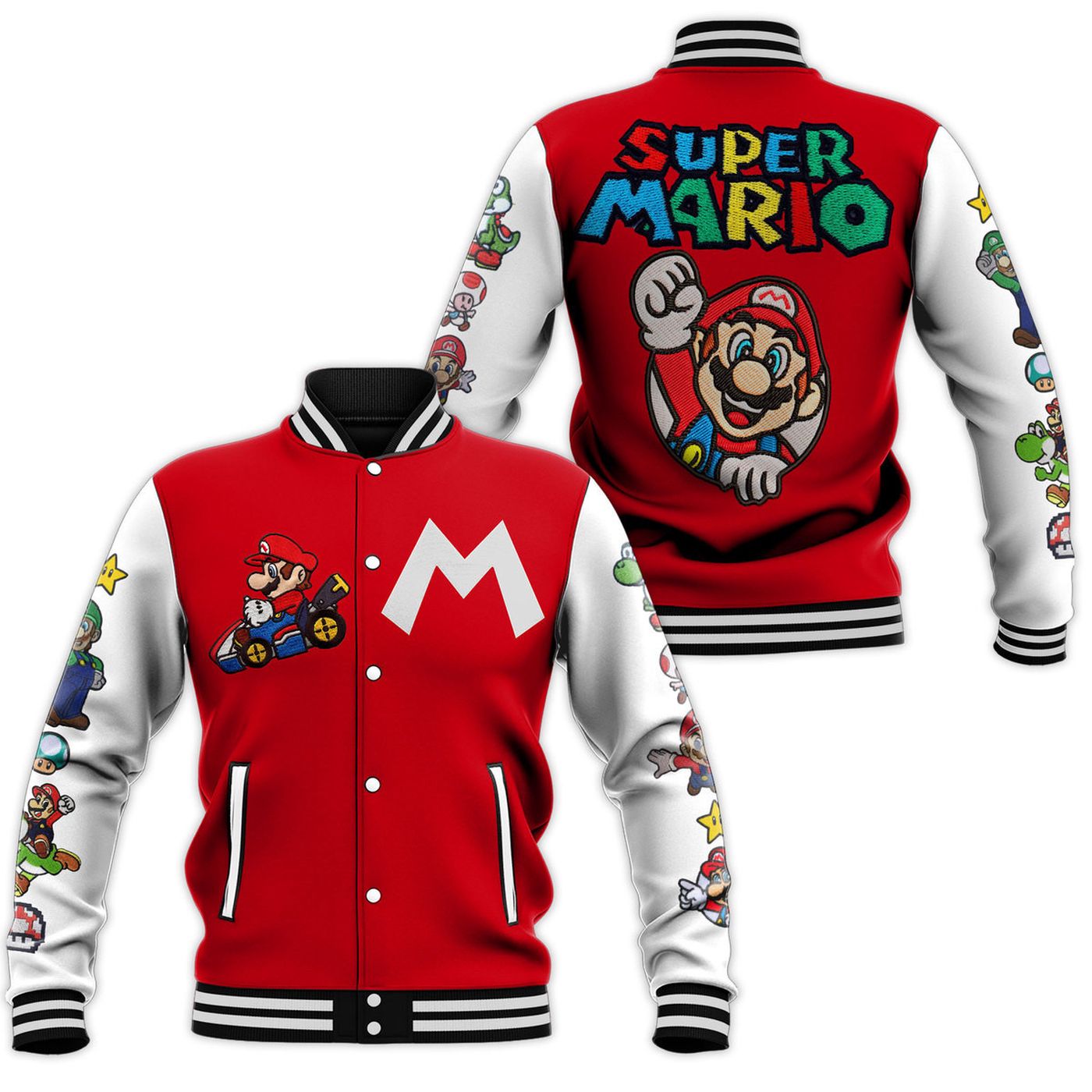 Super Mario New Premium Baseball Jacket Gift For Fan Super Mario New Premium Baseball Jacket Gift For Fan