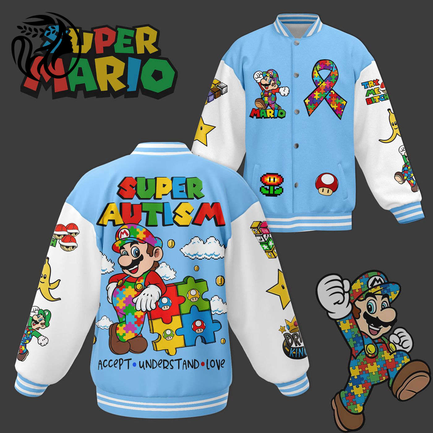 Super Mario New Premium Baseball Jacket Gift For Fan