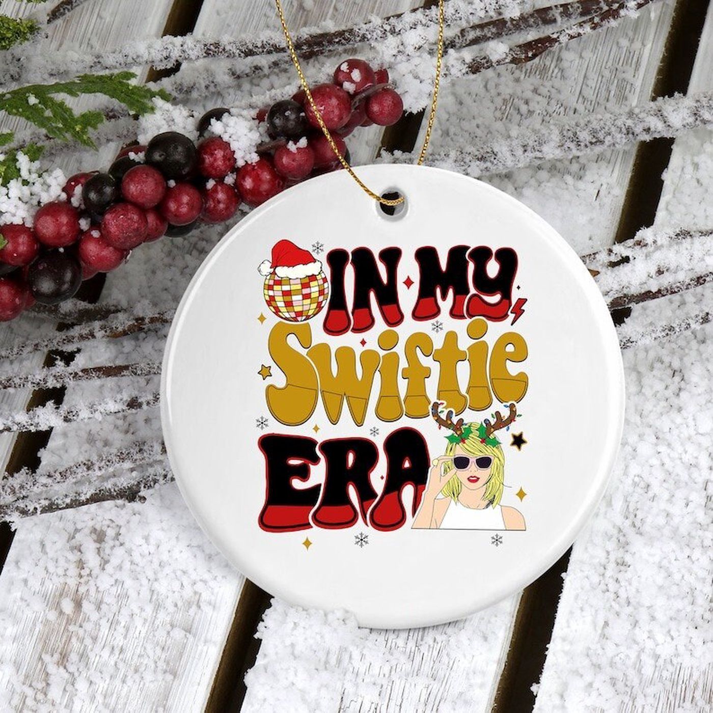 Swiftmas Ornament: Taylor Swift Inspired Metal Tree Decor – Perfect Gift for Swiftie Fans