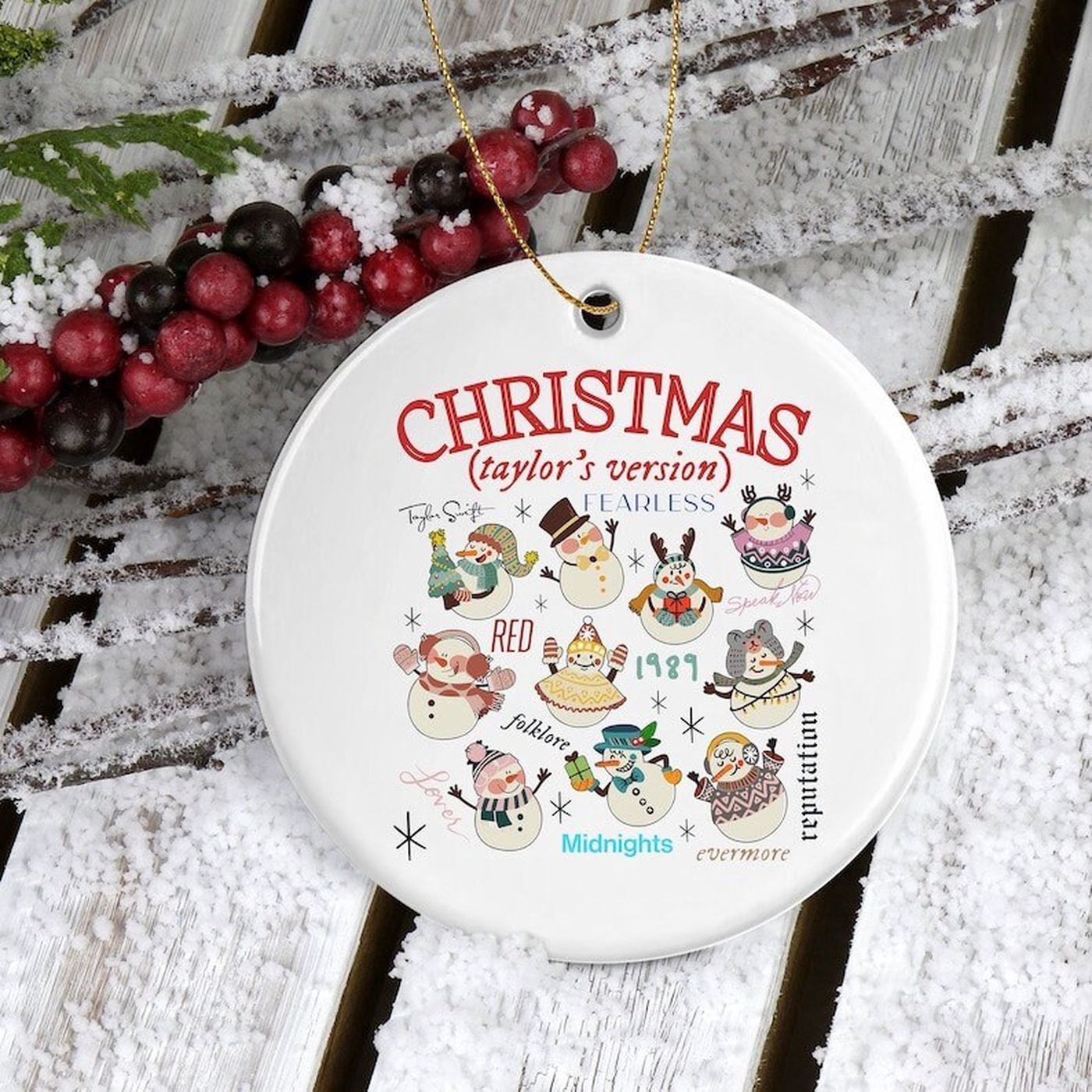 Swiftmas Ornament: Gift for Swiftie Taylor Xmas Decor – Metal Ornaments