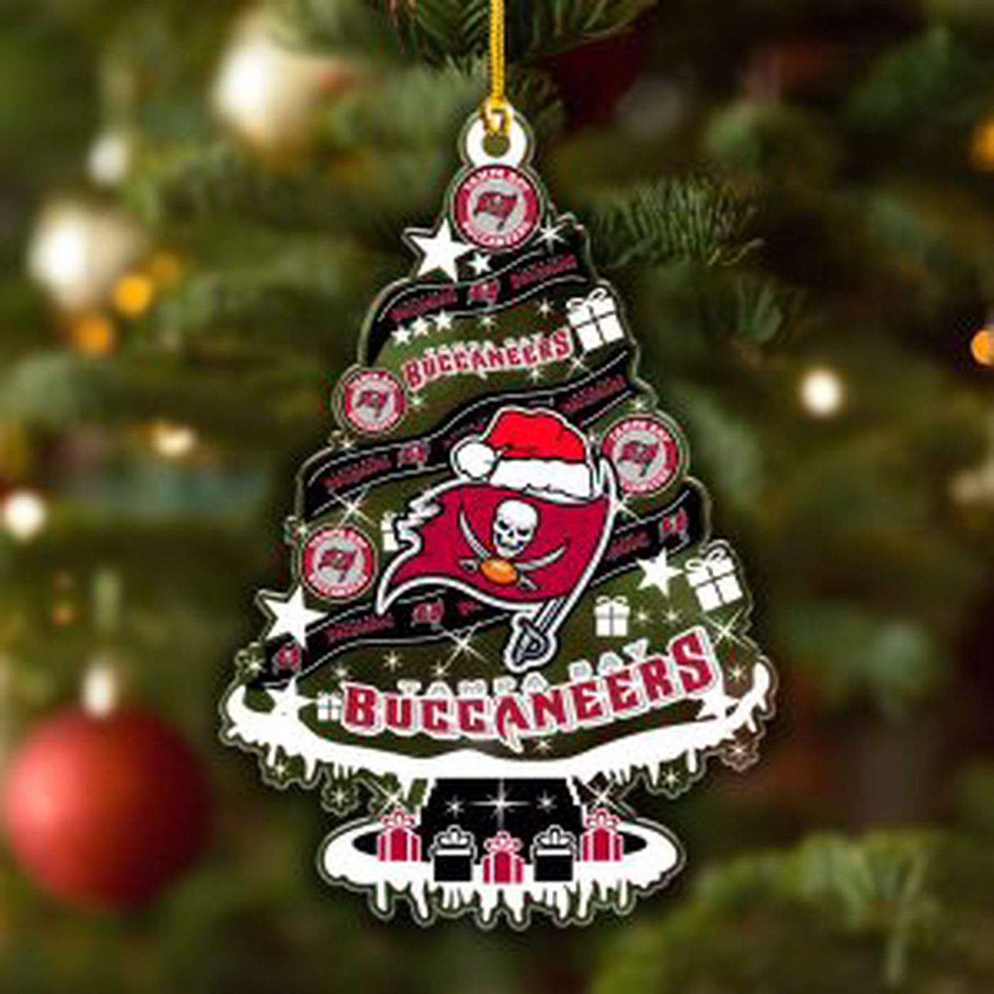 Tampa Bay Buccaneers Custom Shape Clear 1-sided Acrylic Ornament