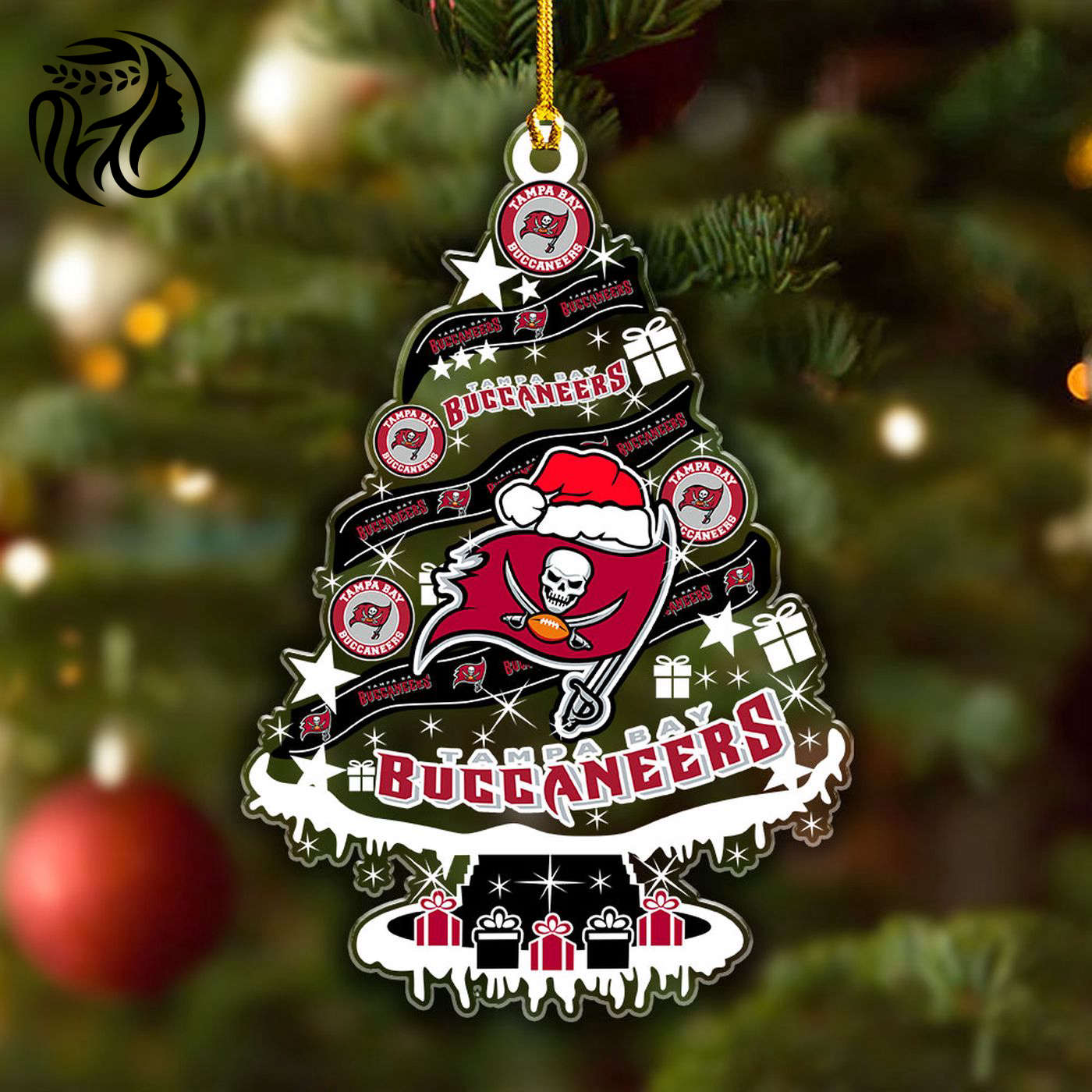 Tampa Bay Buccaneers Custom Shape Clear 1-sided Acrylic Ornament