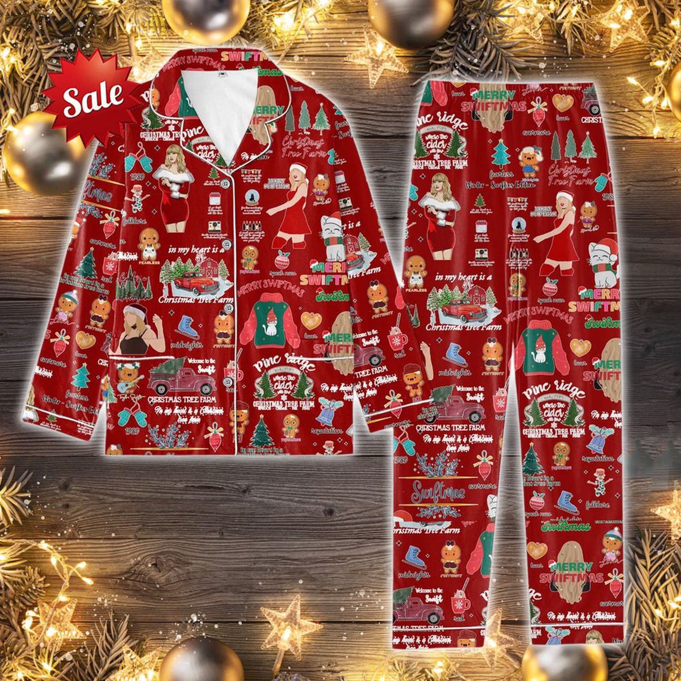 Cozy Taylor Christmas Pajamas Set – Perfect for Swiftiee Fans!