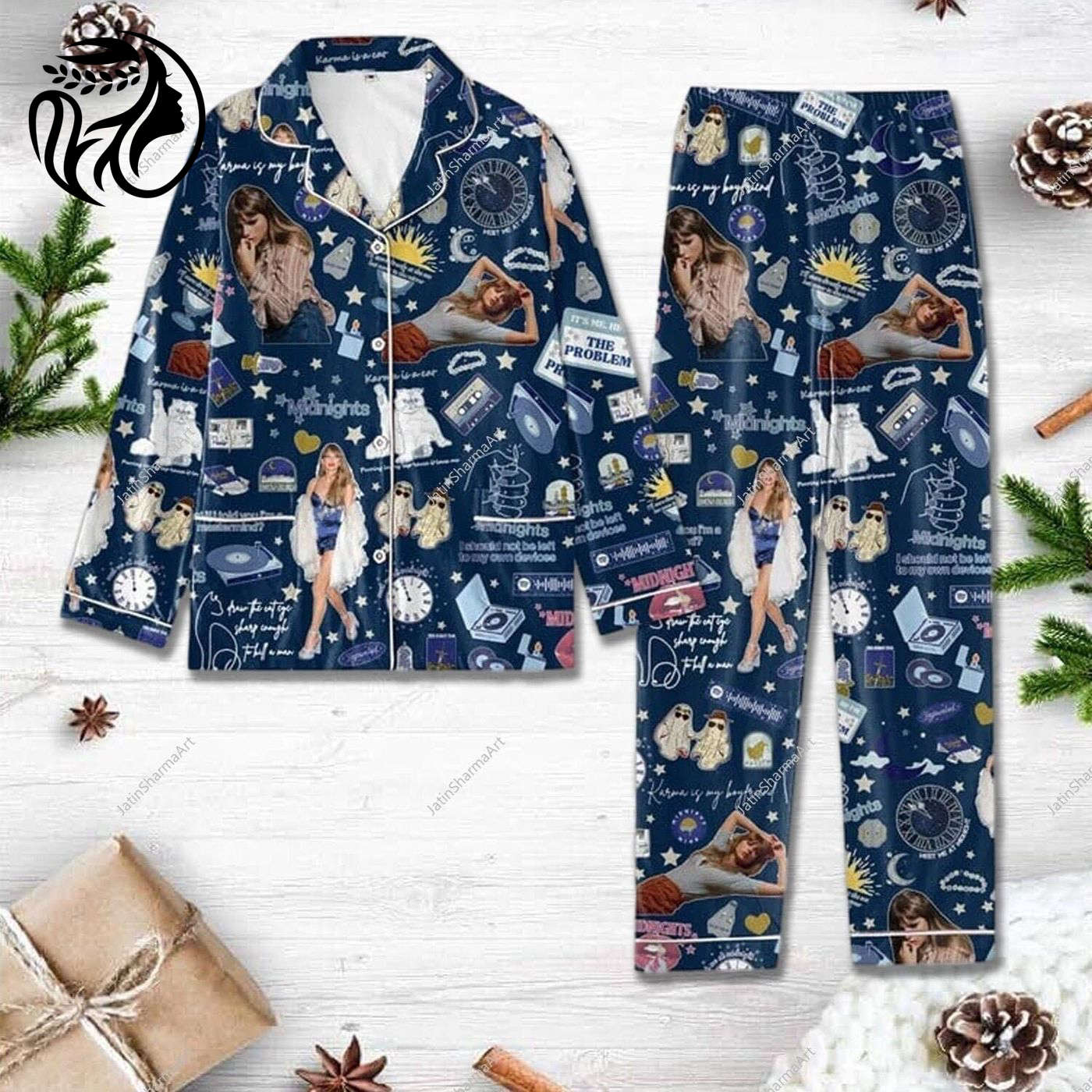 Taylor Eras Tour Women Pajamas Set – 1989 Taylor s Blue Thick Pajamas Taylor Version