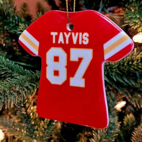 KC Chiefs Travis Kelce Jersey Christmas Ornament Ready to Ship Metal Decor & Gifts