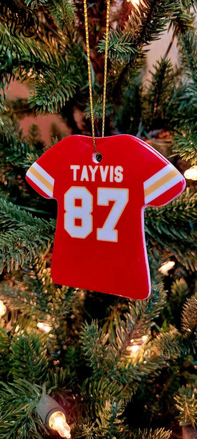 KC Chiefs Travis Kelce Jersey Christmas Ornament Ready to Ship Metal Decor & Gifts