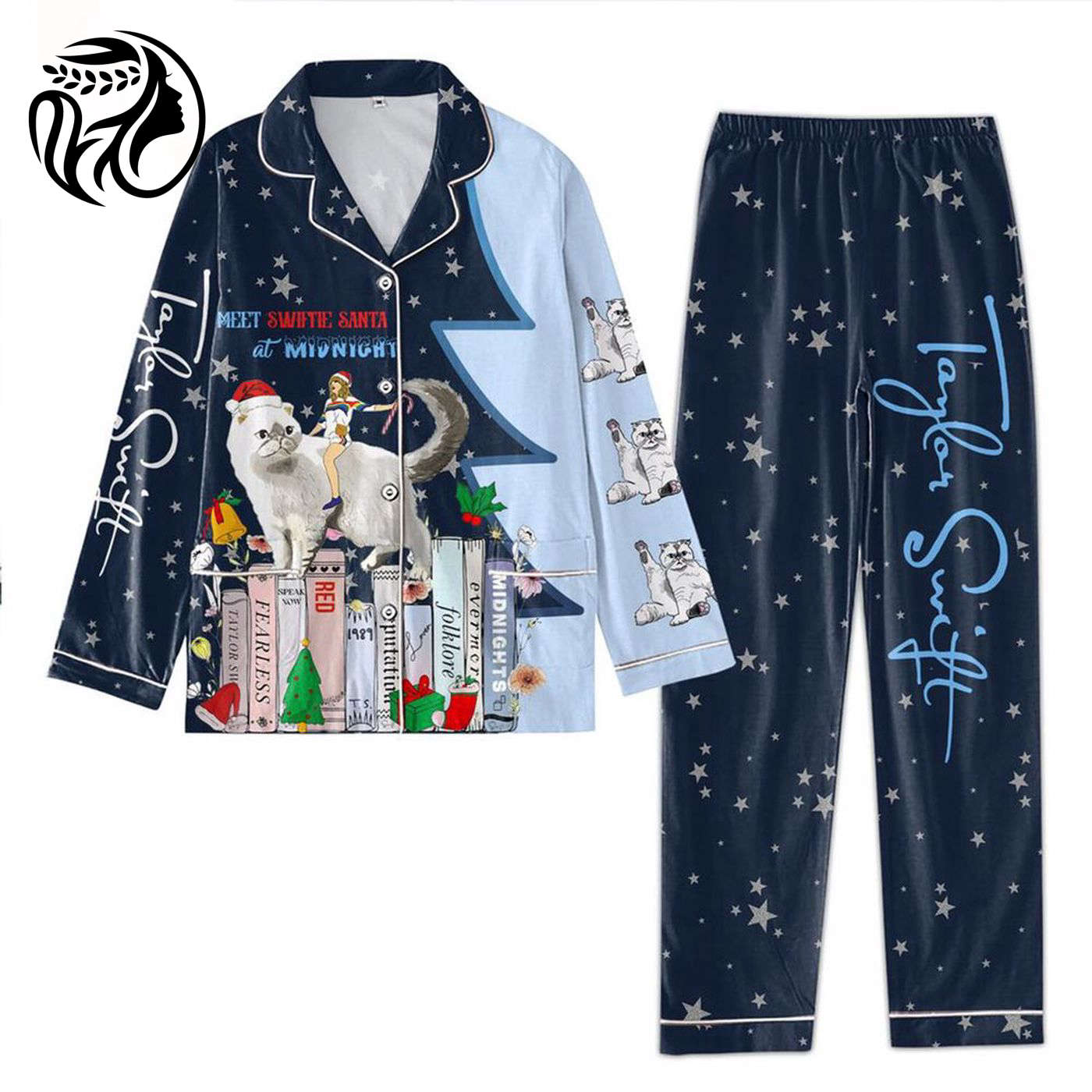 Taylor Swiftea Santa & Lover TS Pajamas Set Midnight Cats & Eras Tour Pajama Party