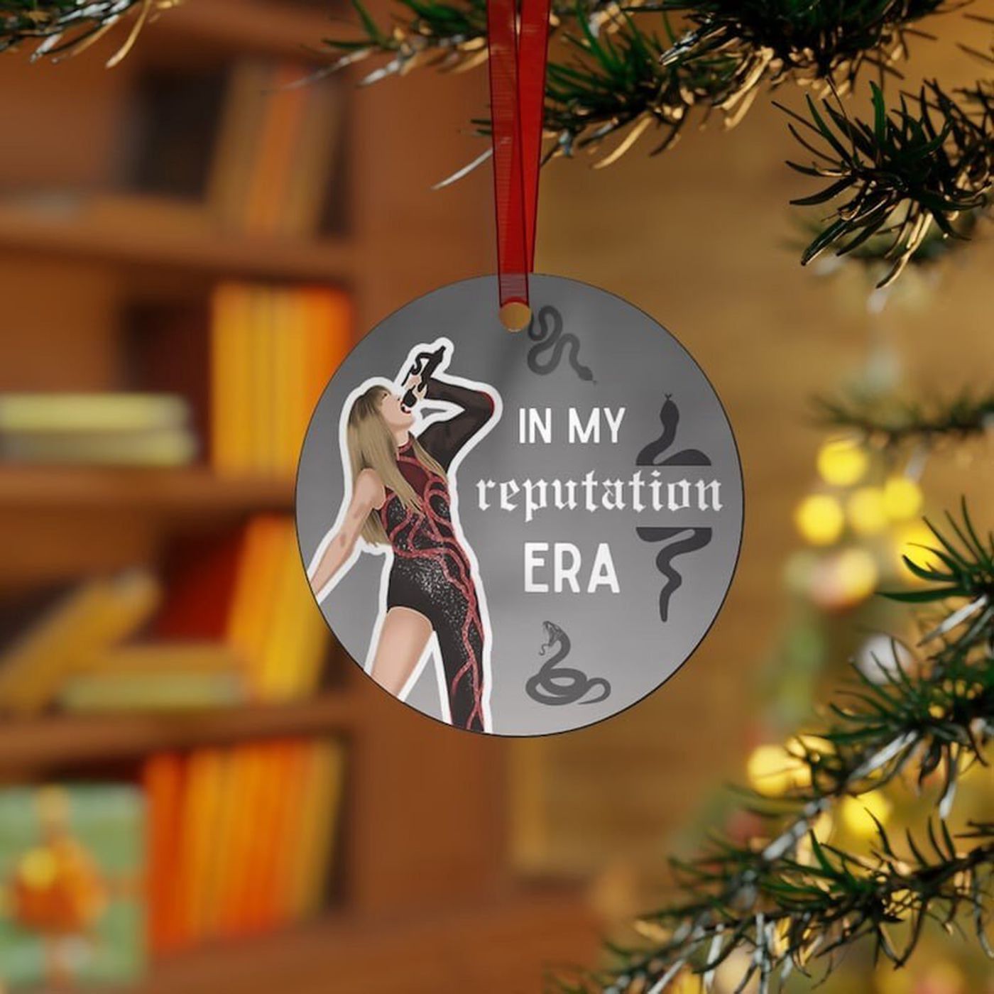 Swiftie Merch: TS Reputation Ornaments & Metal Christmas Decor