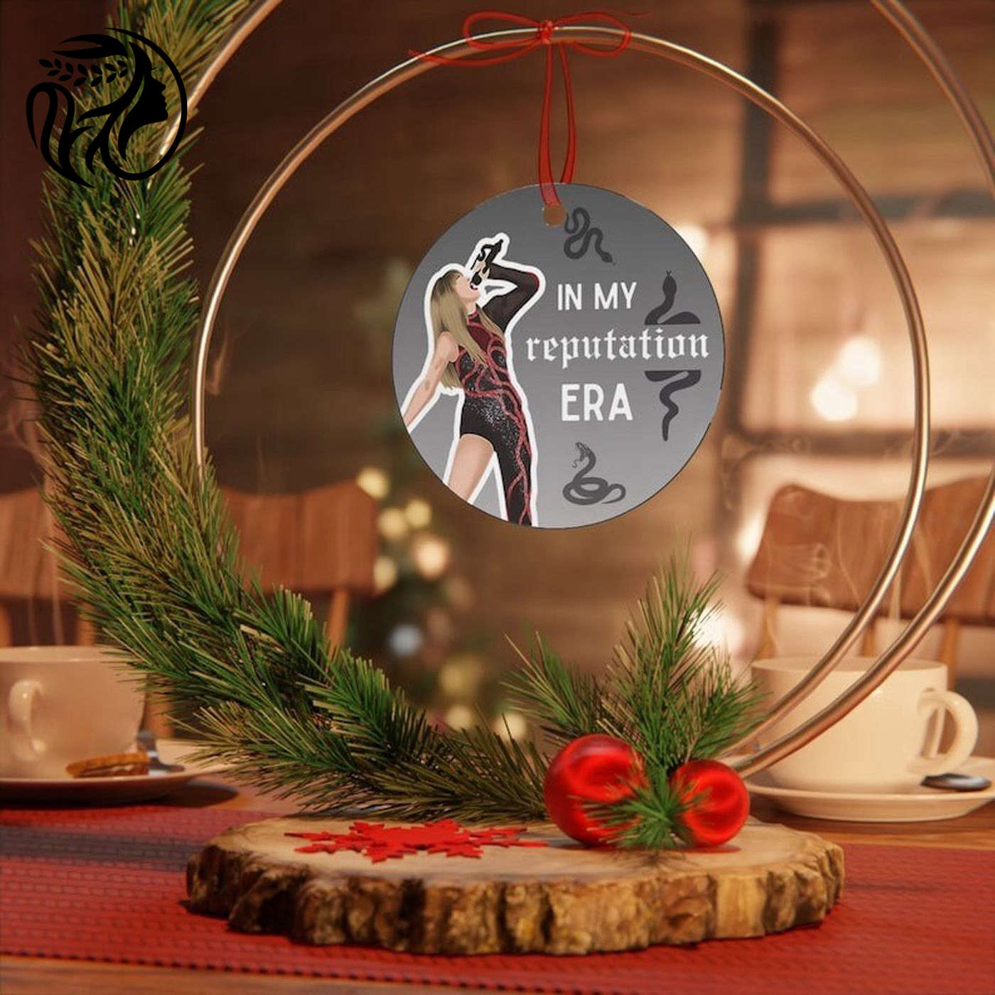 Swiftie Merch: TS Reputation Ornaments & Metal Christmas Decor
