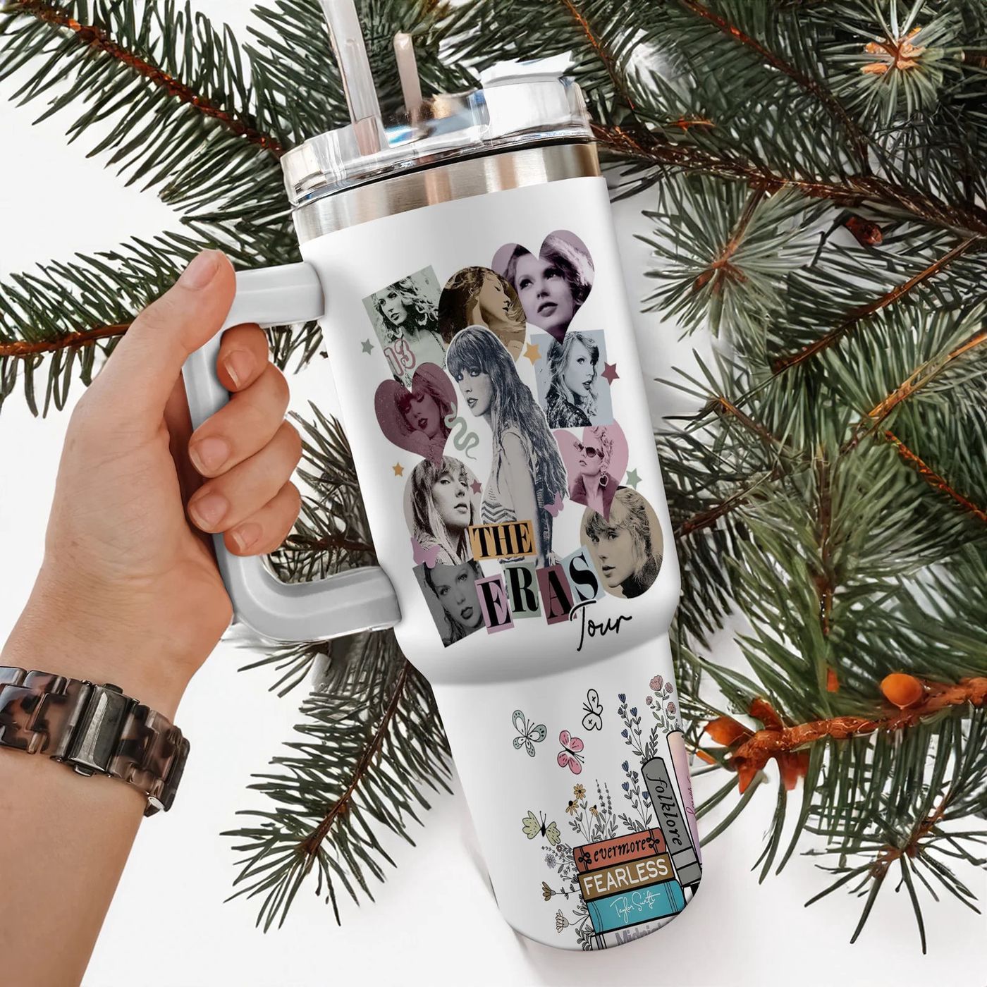 Taylor Swift 40oz Tumbler: Eras Tour Design Handle Car Mug Stainless Steel Double Wall Taylor Swift 40oz Tumbler: Eras Tour Design Handle Car Mug Stainless Steel Double Wall