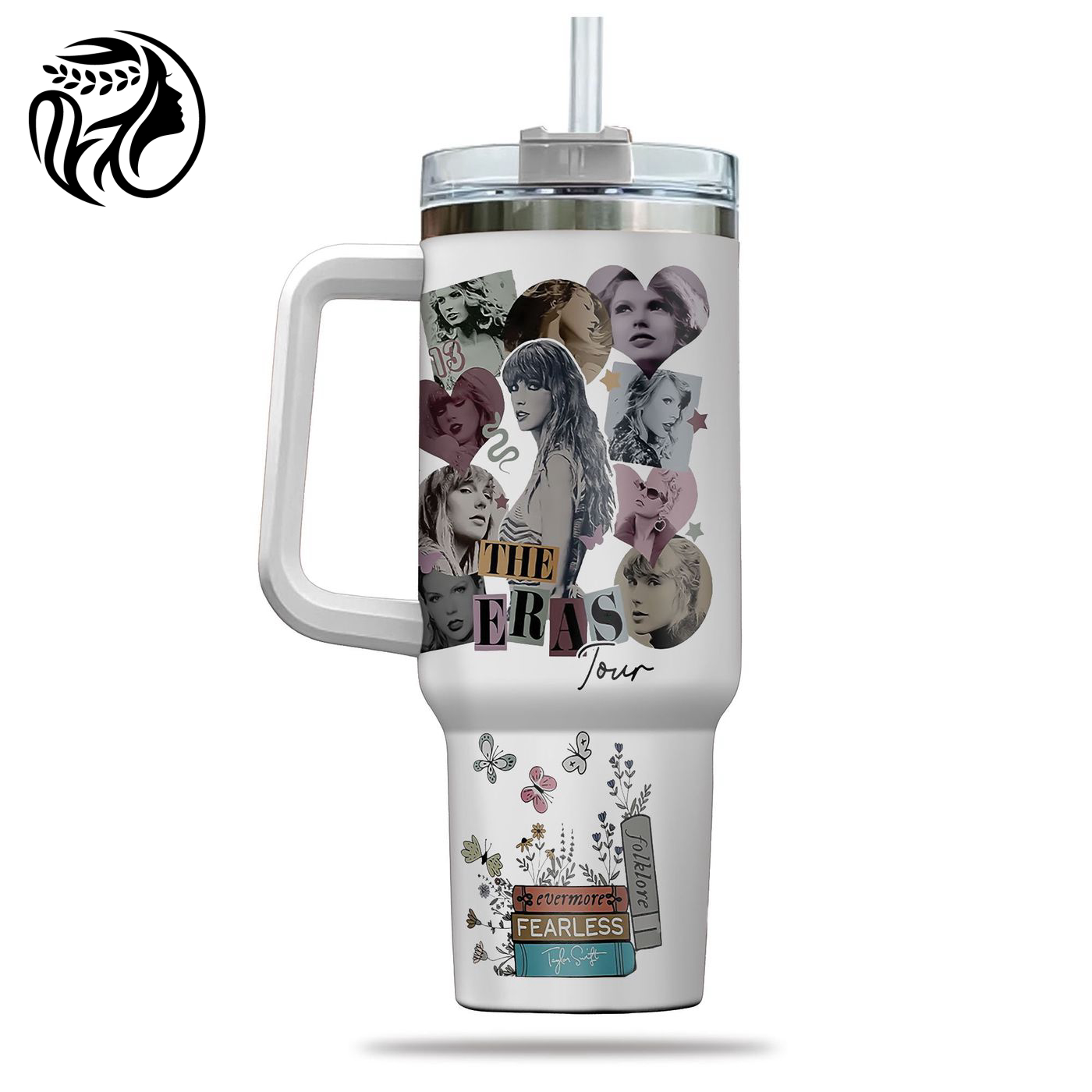 Taylor Swift 40oz Tumbler: Eras Tour Design Handle Car Mug Stainless Steel Double Wall