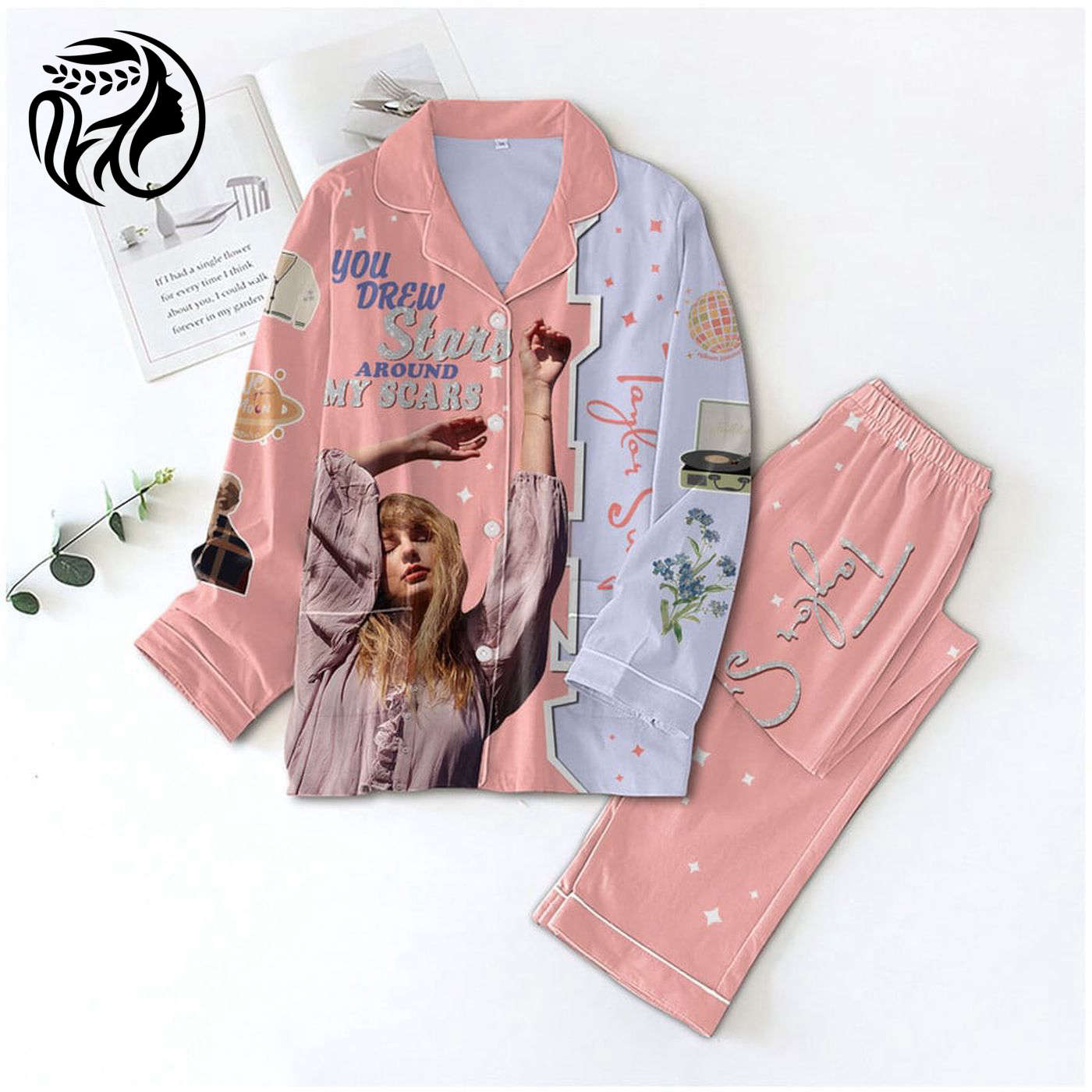 Stay Comfy in Style with Taylor Swift Button Down Pajamas Set – ANHNV 3100