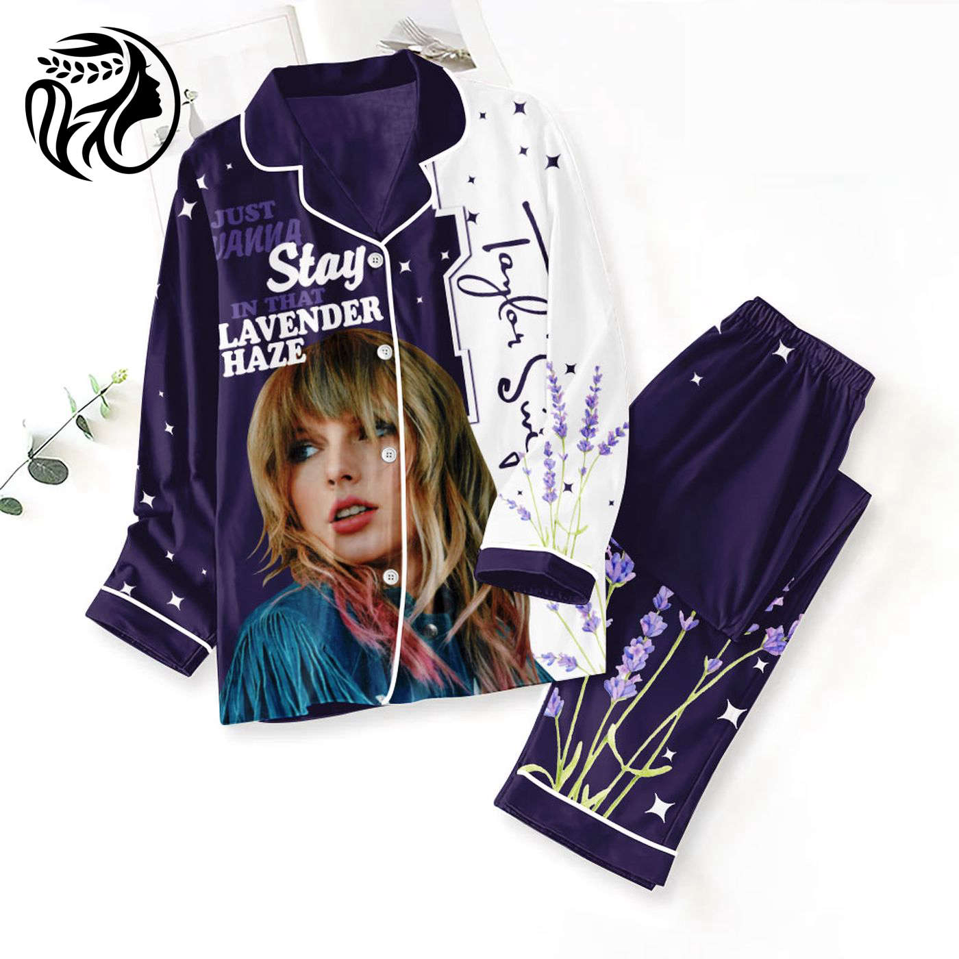 Stylish Taylor Swift Button Down Pajamas Set – ANHNV 3101: Cozy Sleepwear with a Pop Twist