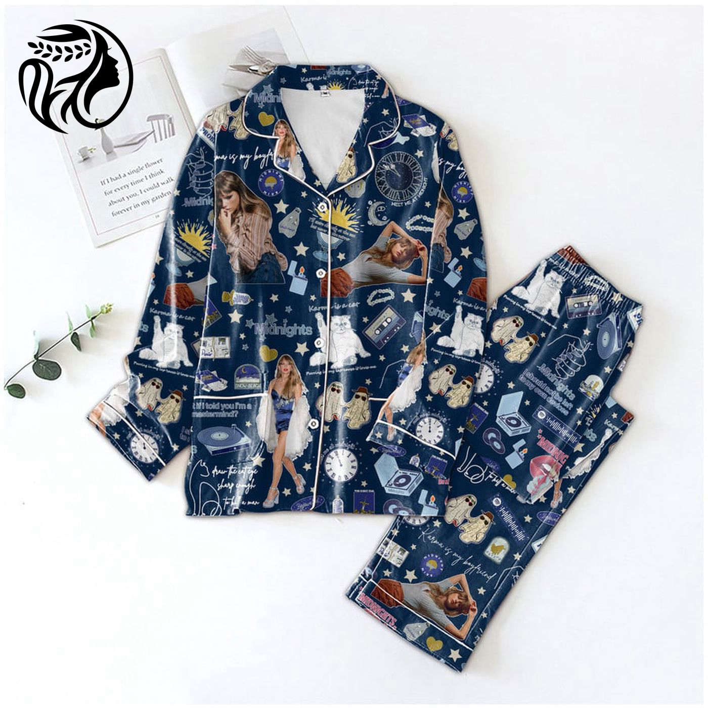 Stylish Taylor Swift Pajamas Set – ANHNV 3105: Comfy Button Down Sleepwear