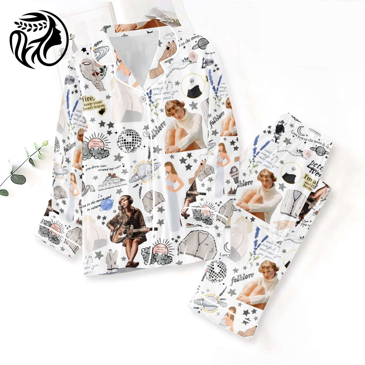 Stylish Taylor Swift Pajama Set: Button Down ANHNV 3106