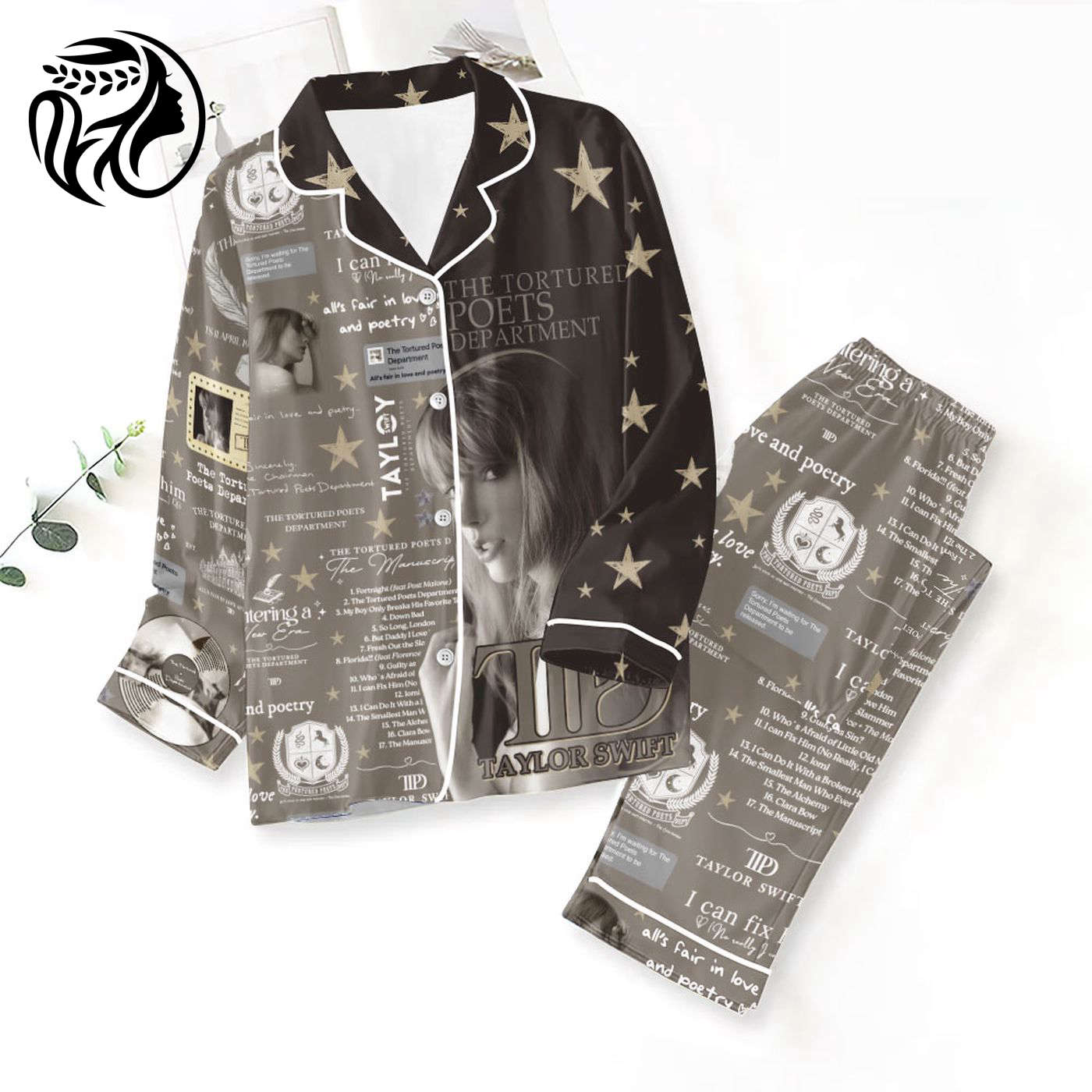 Stay Comfy in Style with Taylor Swift Button Down Pajama Set – ANHNV 3770