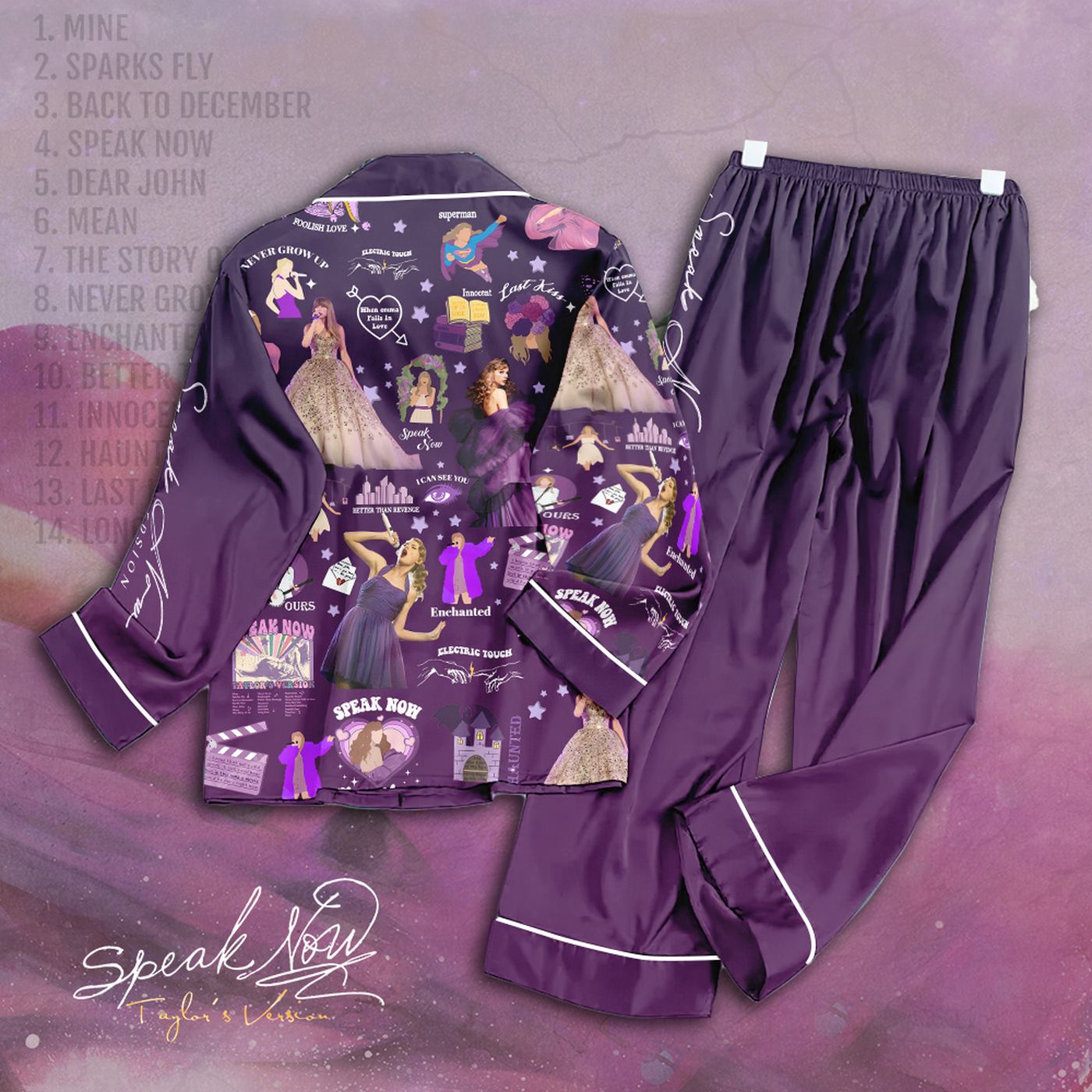 Taylor Swift Button Down Pajamas Set – Perfect Gift for Fans