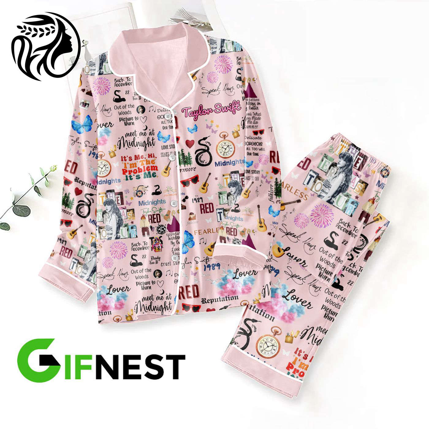 Taylor Swift Button Down Pajamas Set – Perfect Gift for Fans!