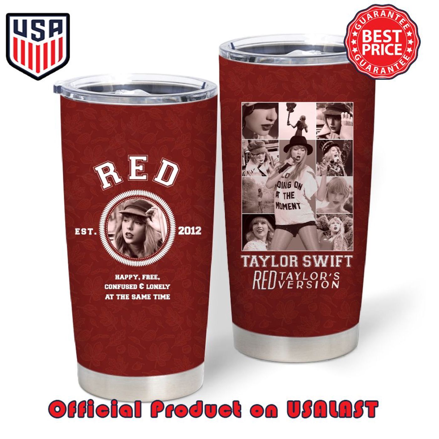 Taylor Swift Red Album Tumbler – Happy Free Confused: Taylor’s Version – Limited Edition