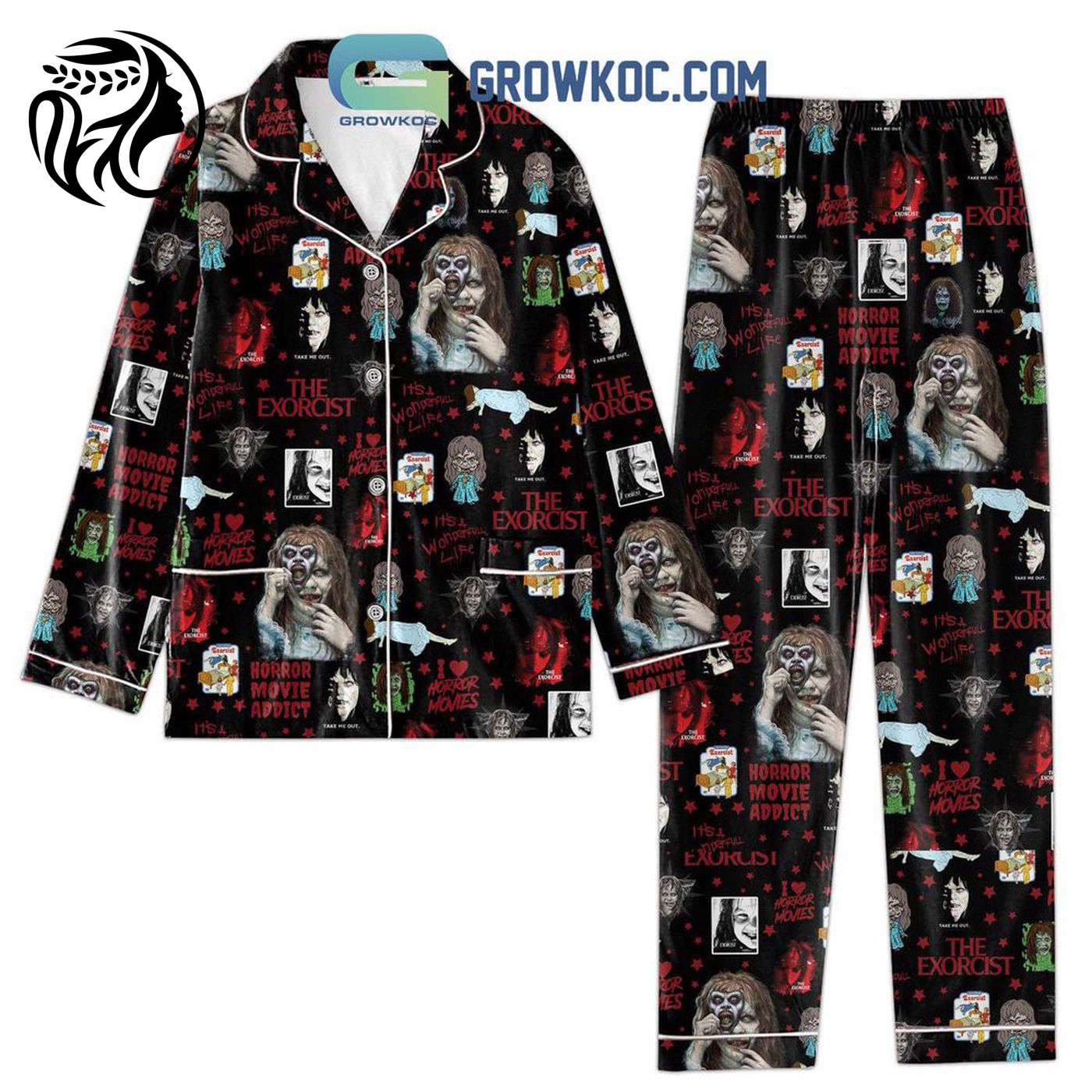The Exorcist I Love Horror Movies Pajamas Set – Embrace the Scary with It s A Wonderful Life Design!
