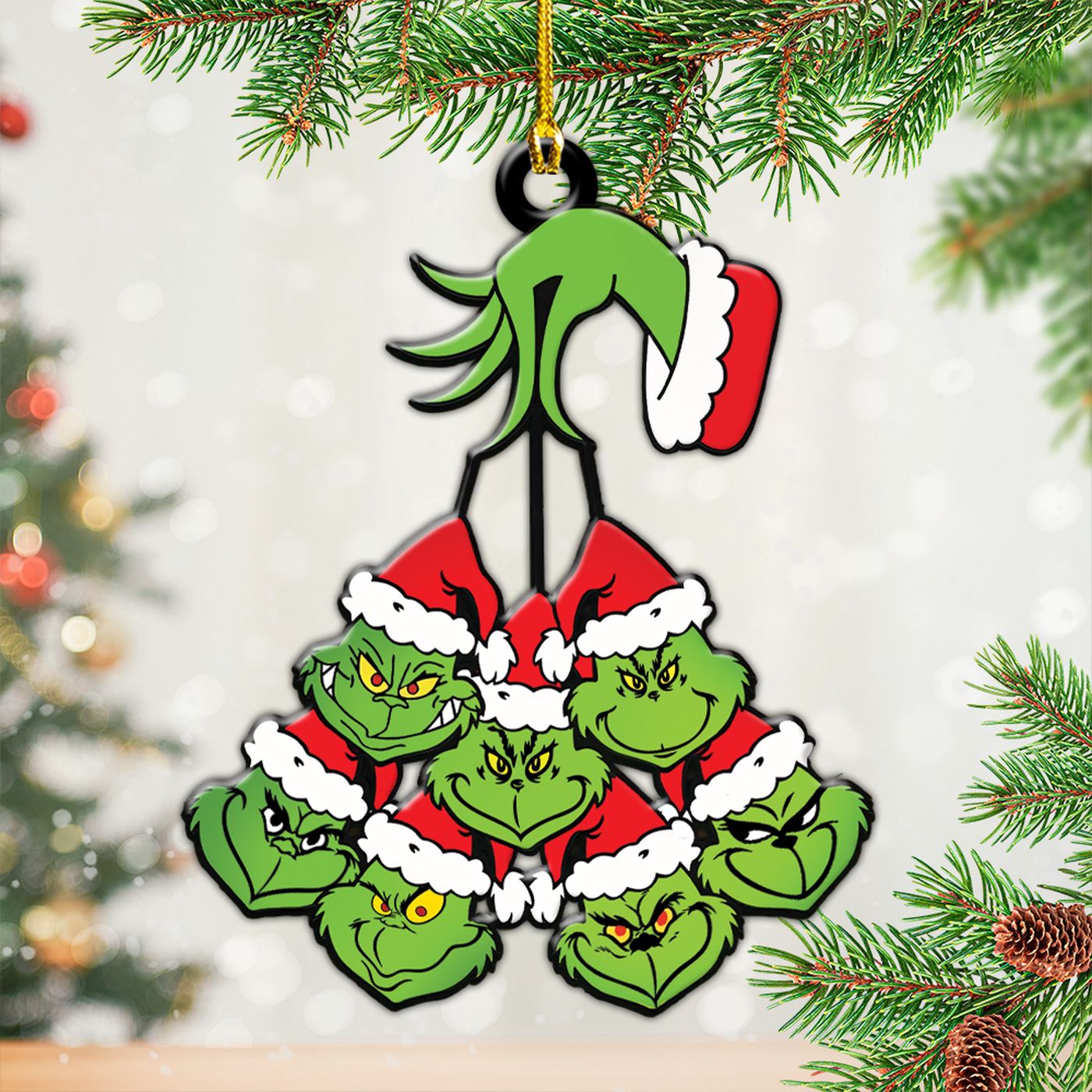 The Grinch Custom Shape 2-sided Acrylic Ornament Gift