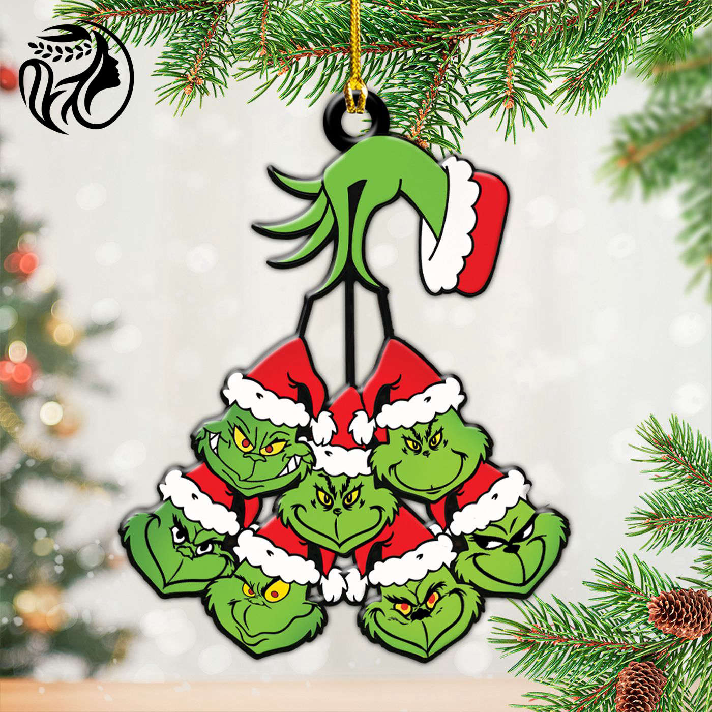 The Grinch Custom Shape 2-sided Acrylic Ornament Gift