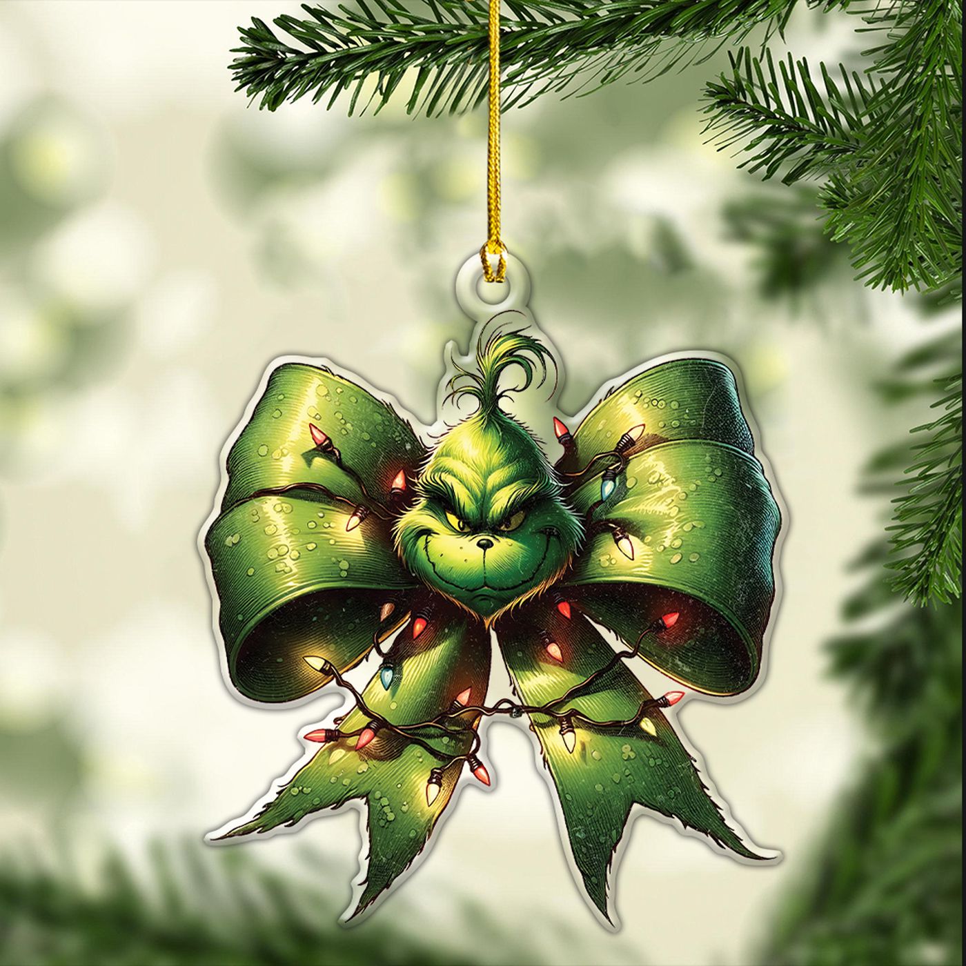 The Grinch Custom Shape Clear 1-sided Acrylic Ornament Gift.1