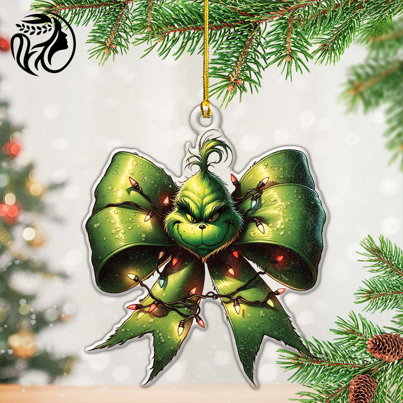 The Grinch Custom Shape Clear 1-sided Acrylic Ornament Gift.1