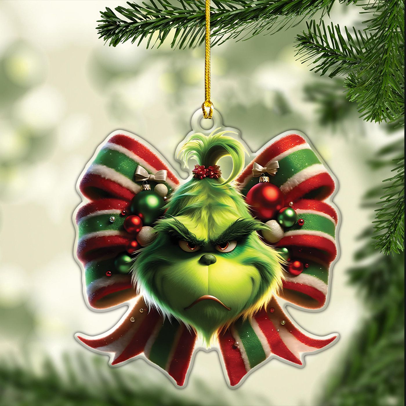 The Grinch Custom Shape Clear 1-sided Acrylic Ornament Gift.1
