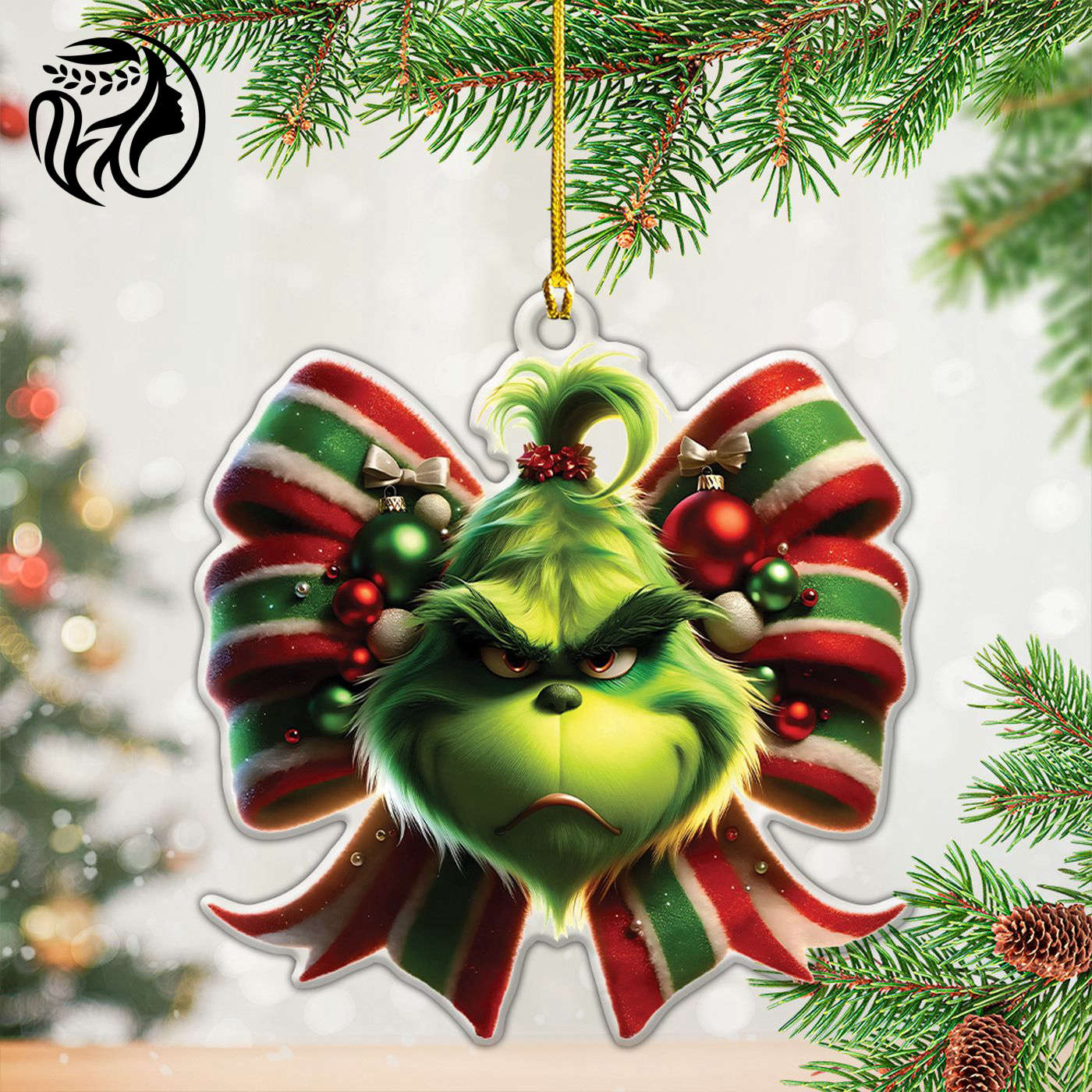The Grinch Custom Shape Clear 1-sided Acrylic Ornament Gift.1