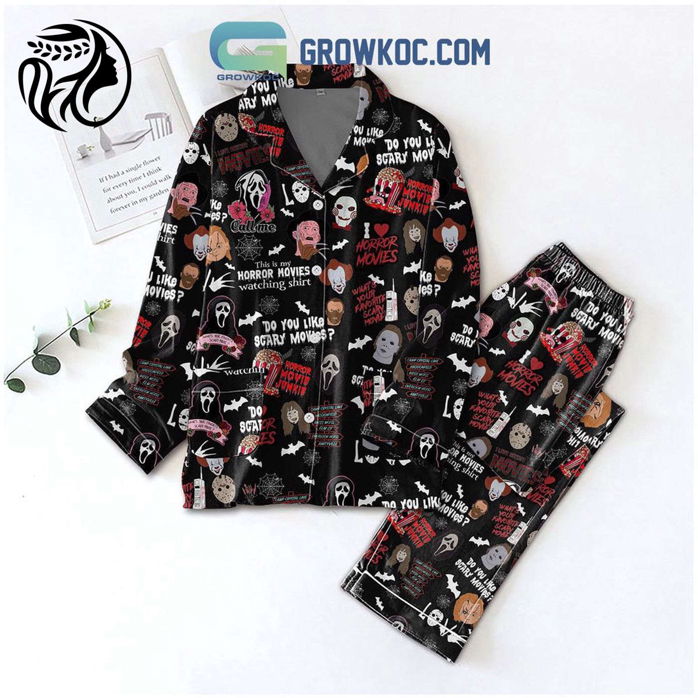 Spooky Movie Lover Pajama Set: Christmas Family PJs for Horror Movies Fans