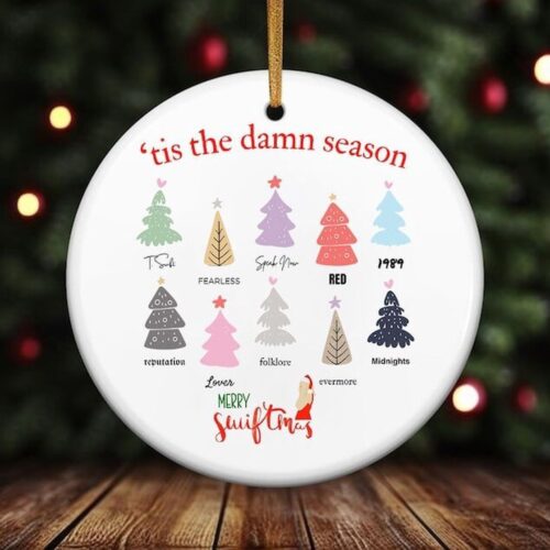 Swift Christmas Ornament: Tis the Damn Season – Taylor Eras Concert Merch & Gift for Swifty