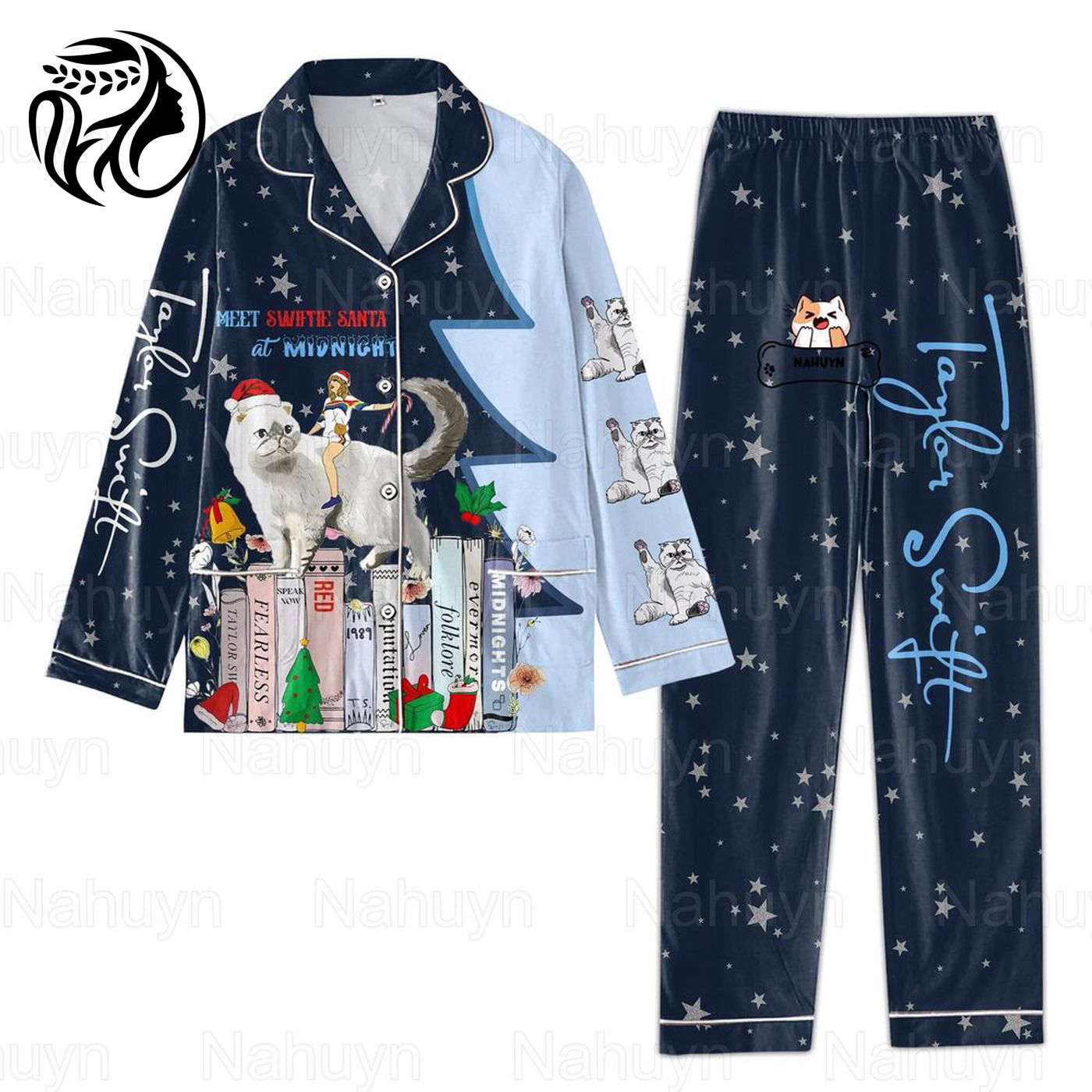 Taylor Swift Christmas Pajamas Set: TLWS Eras Tour Button Down & Music Party PJ s