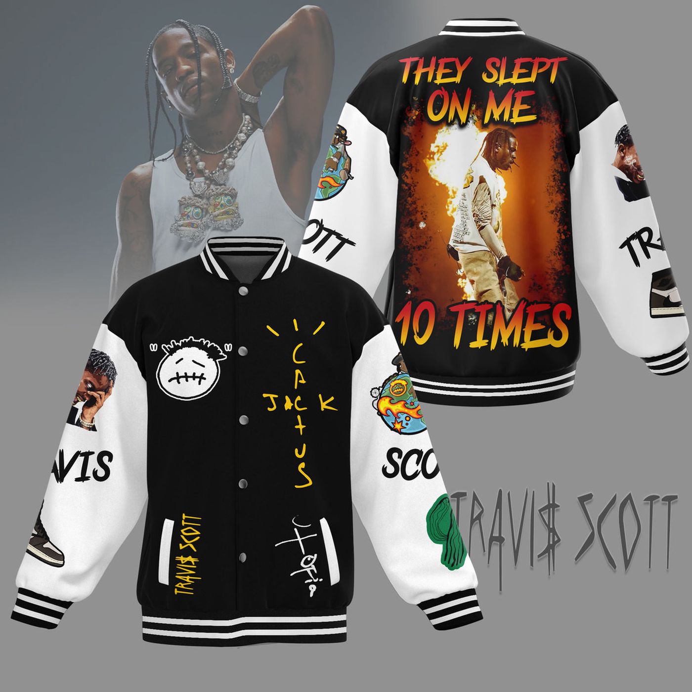 Travis Scott New Premium Baseball Jacket Gift For Fan Travis Scott New Premium Baseball Jacket Gift For Fan