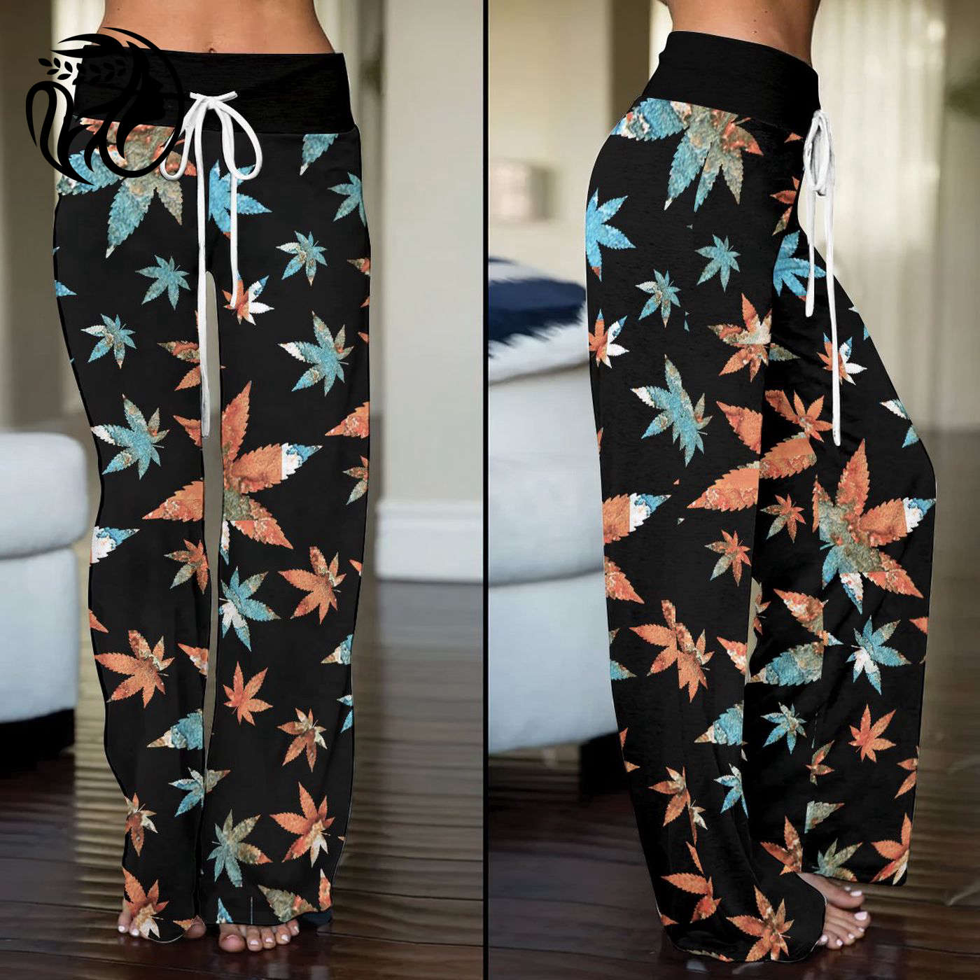 Weed High-Waisted Straight-Leg Trousers  - Gift for Women.1