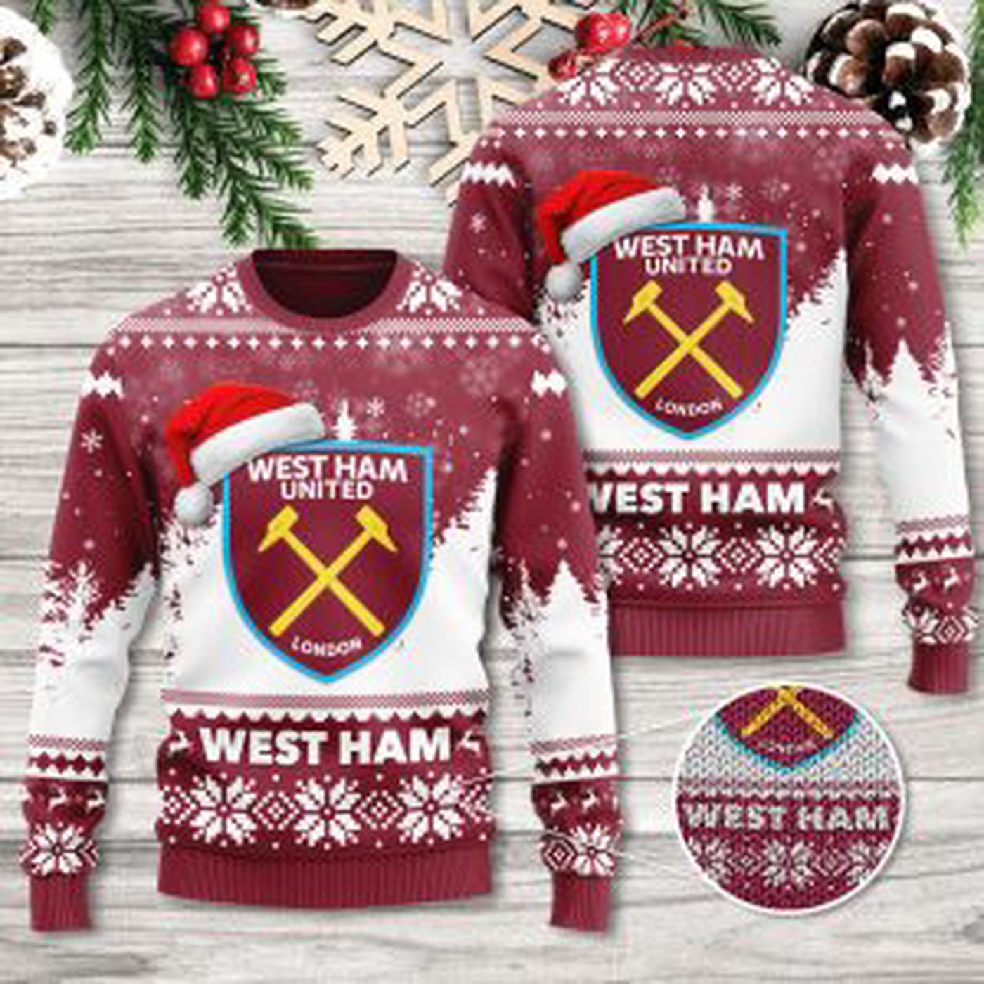 West Ham United FC 3D Ugly Sweater Gift – Gift for Men Women Christmas Day – Gift for Men Women Christmas Day
