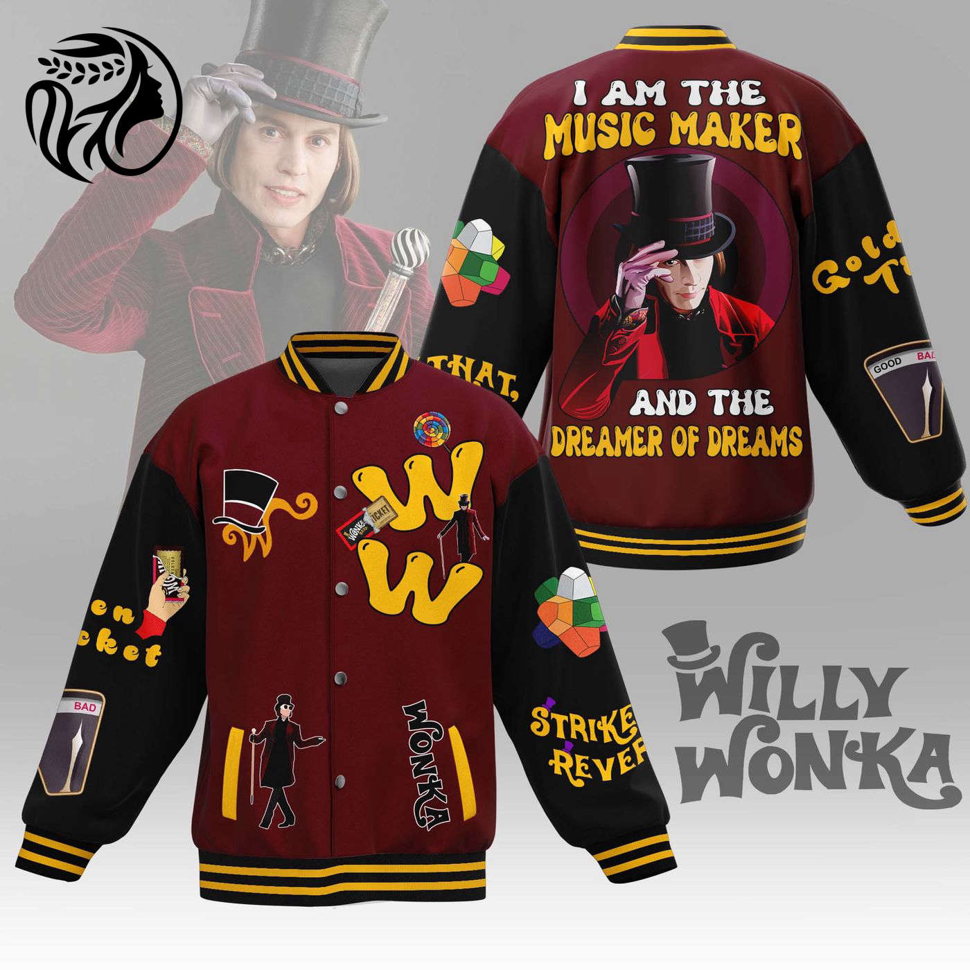 Willy Wonka New Premium Baseball Jacket Gift For Fan