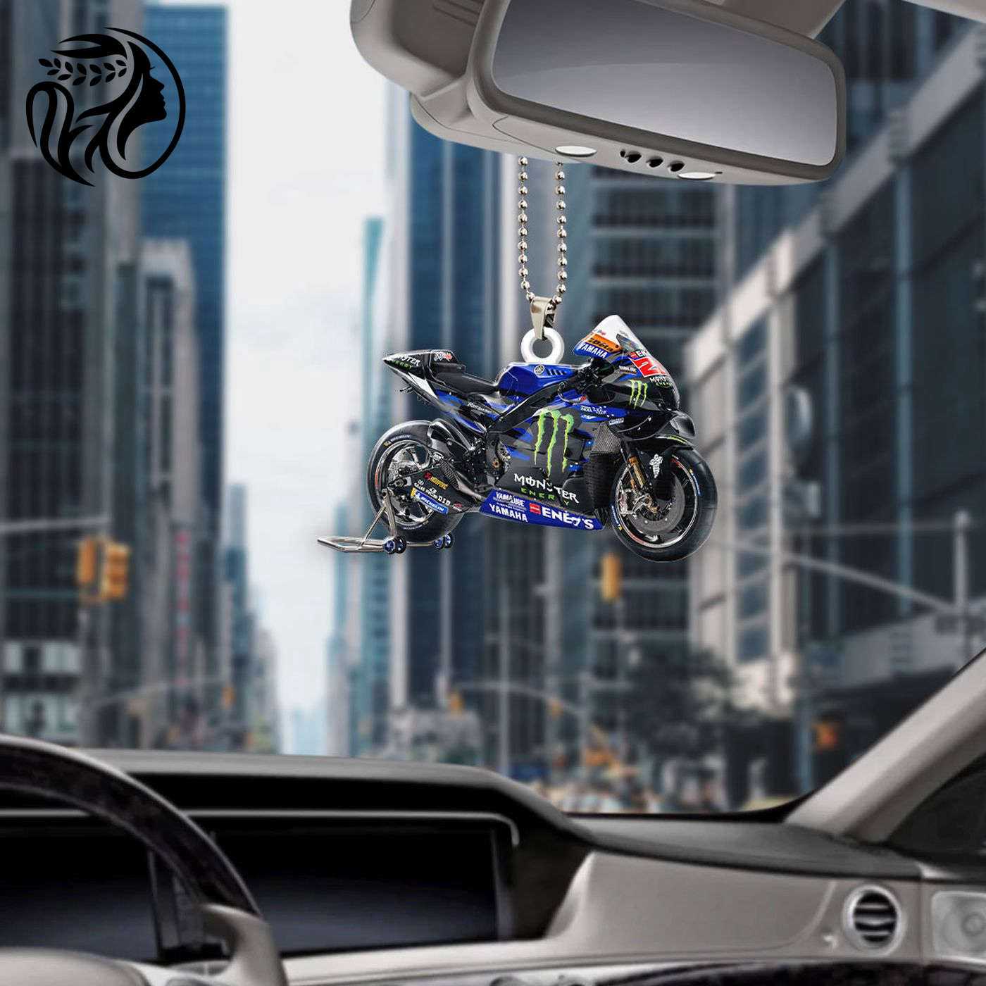 Yamaha Motor Racing Custom Shape-sided Acrylic Car Ornament