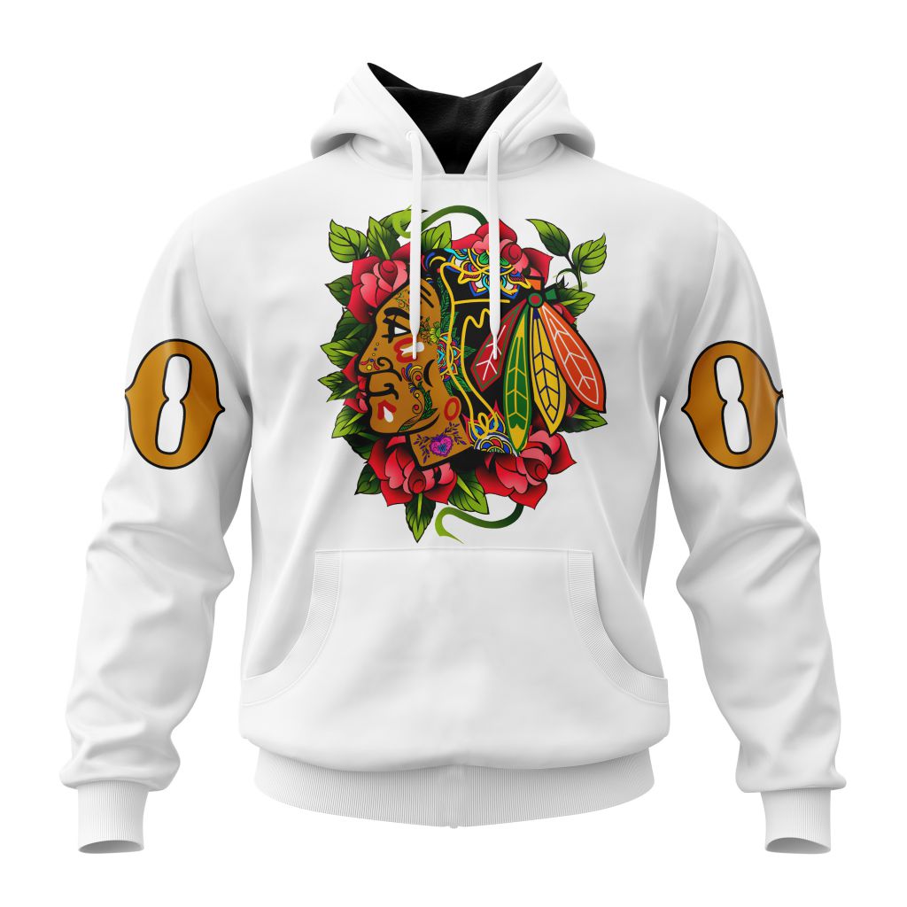 NHL Chicago BlackHawks | Specialized Unisex Kits Dia De Muertos 3d Printed Hoodie 3d Printed Hoodie