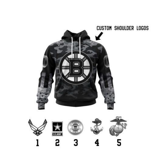 Boston Bruins | Specialized Kits With Camo Color And You Can Customs YourService Branches 3d Printed Hoodie 3d Printed Hoodie