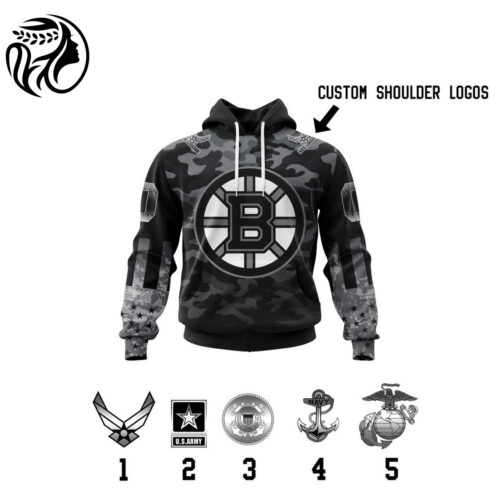 Boston Bruins | Specialized Kits With Camo Color And You Can Customs YourService Branches 3d Printed Hoodie 3d Printed Hoodie