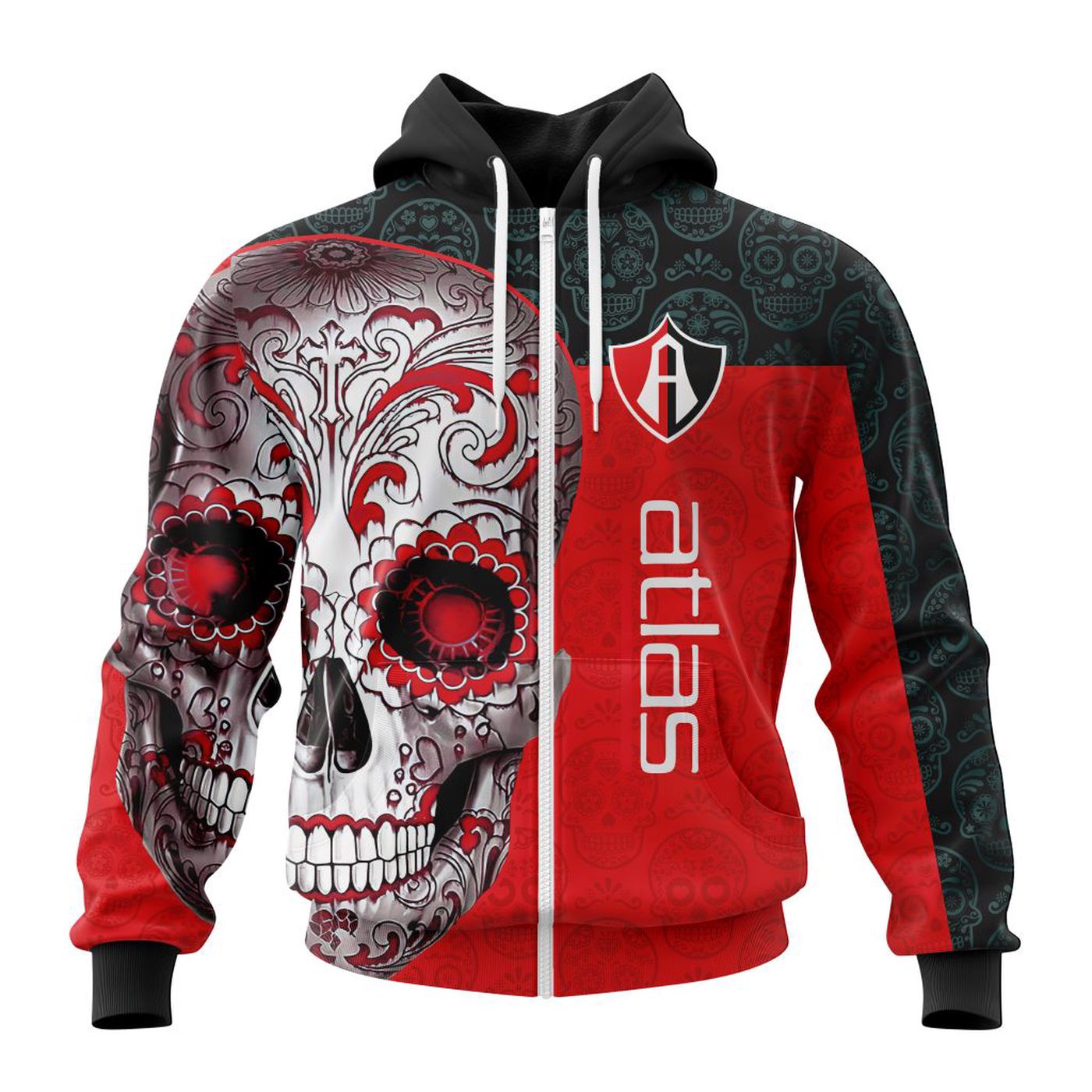 LIGA MX Atlas F.C Special Sugar Skull Kits For Dia De Muertos ST2201 3d Printed Hoodie 3d Printed Hoodie